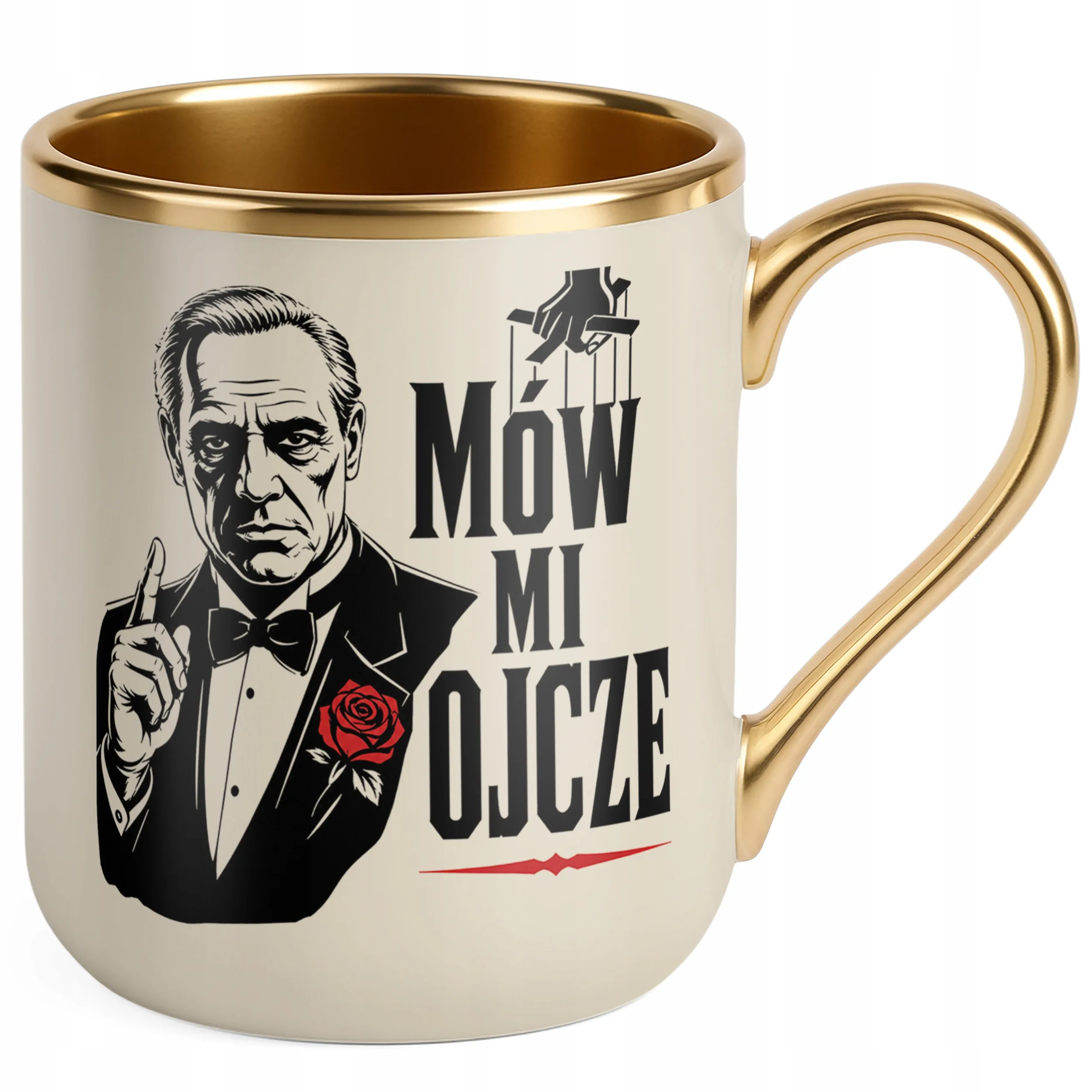 Kubek Premium Złoty Ecru dla tatusia prezent na Dzień Ojca upominek