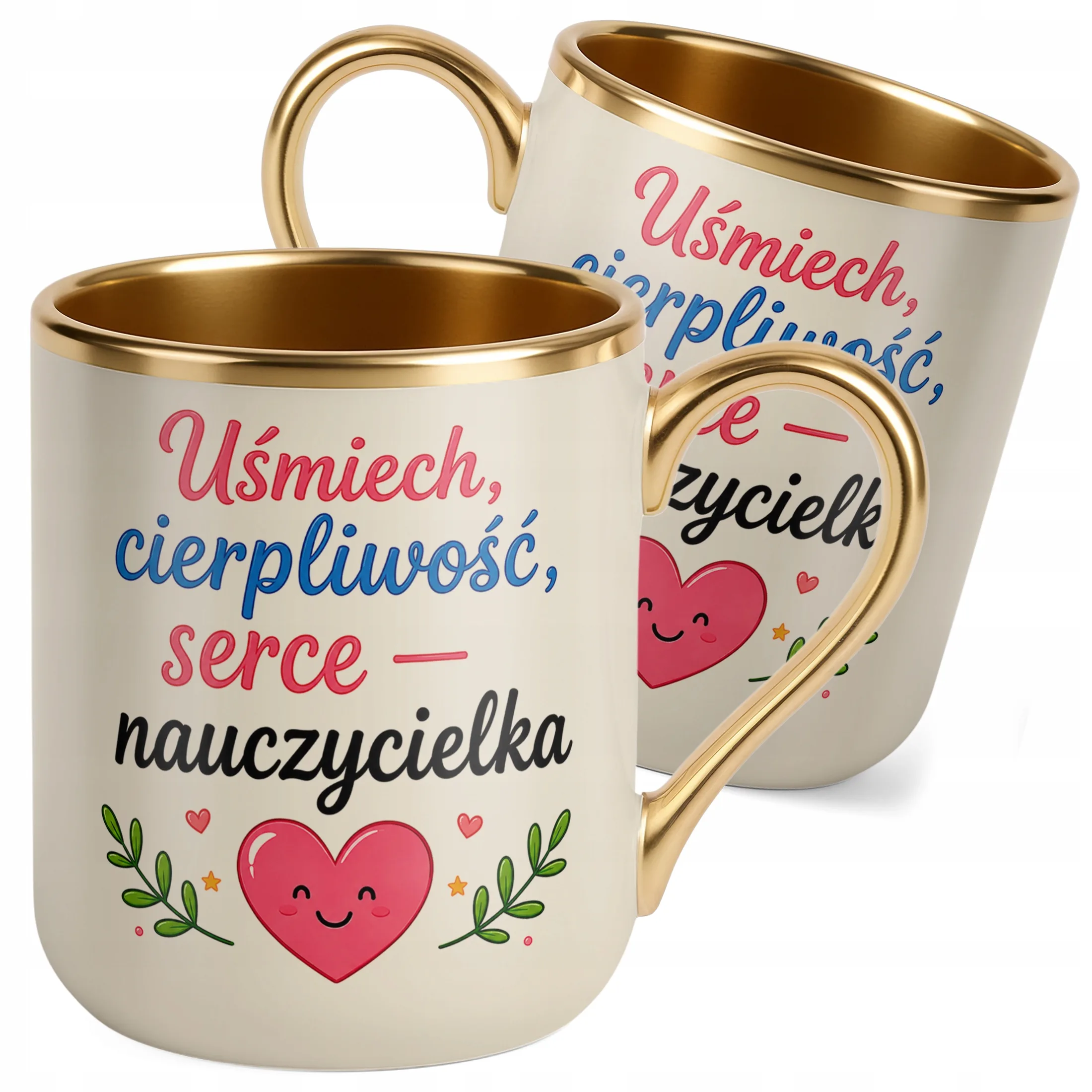 Kubek Premium Złoty Ecru Dzień Nauczyciela Dla Nauczycielki Prezent