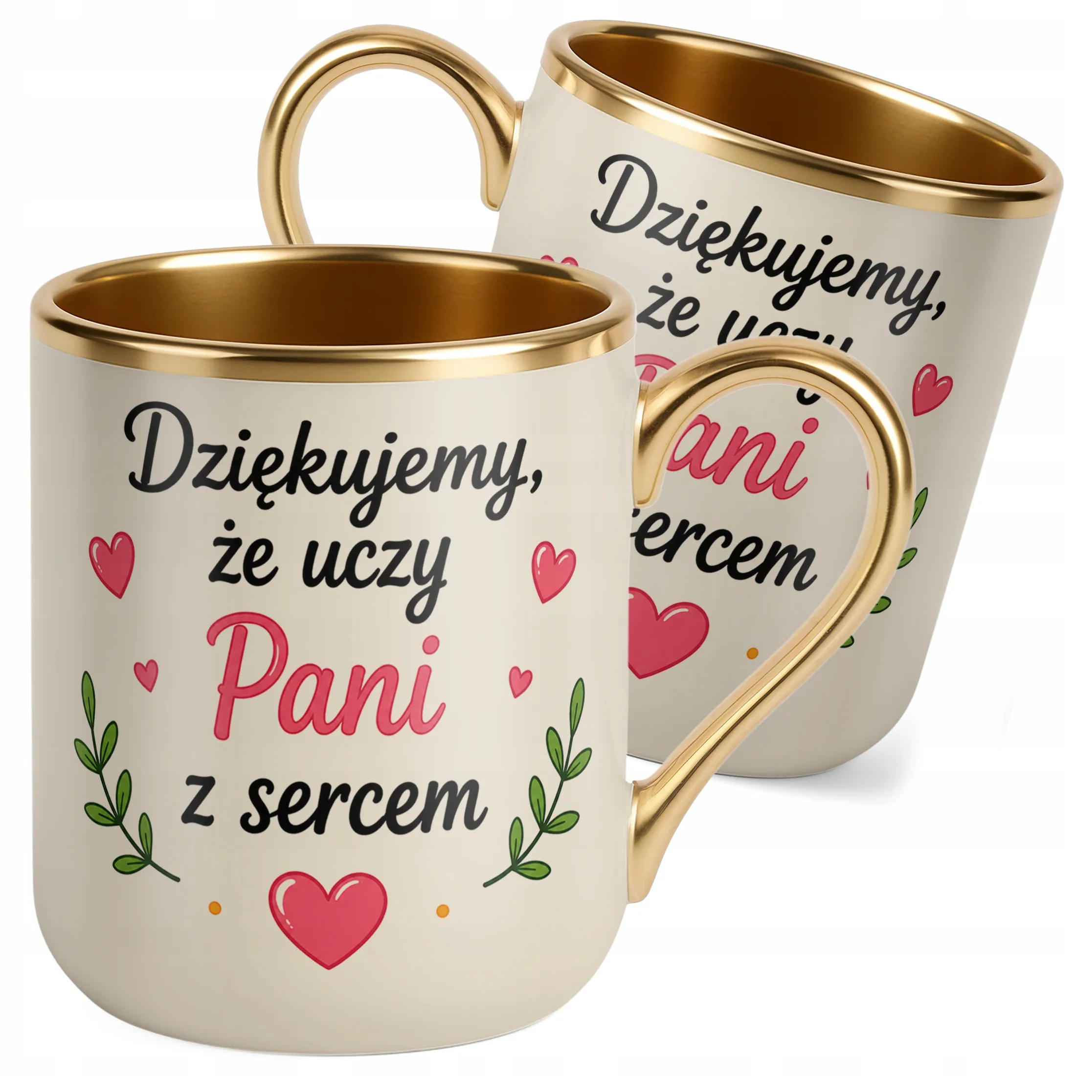 Kubek Premium Złoty Ecru Dzień Nauczyciela Dla Nauczycielki Prezent