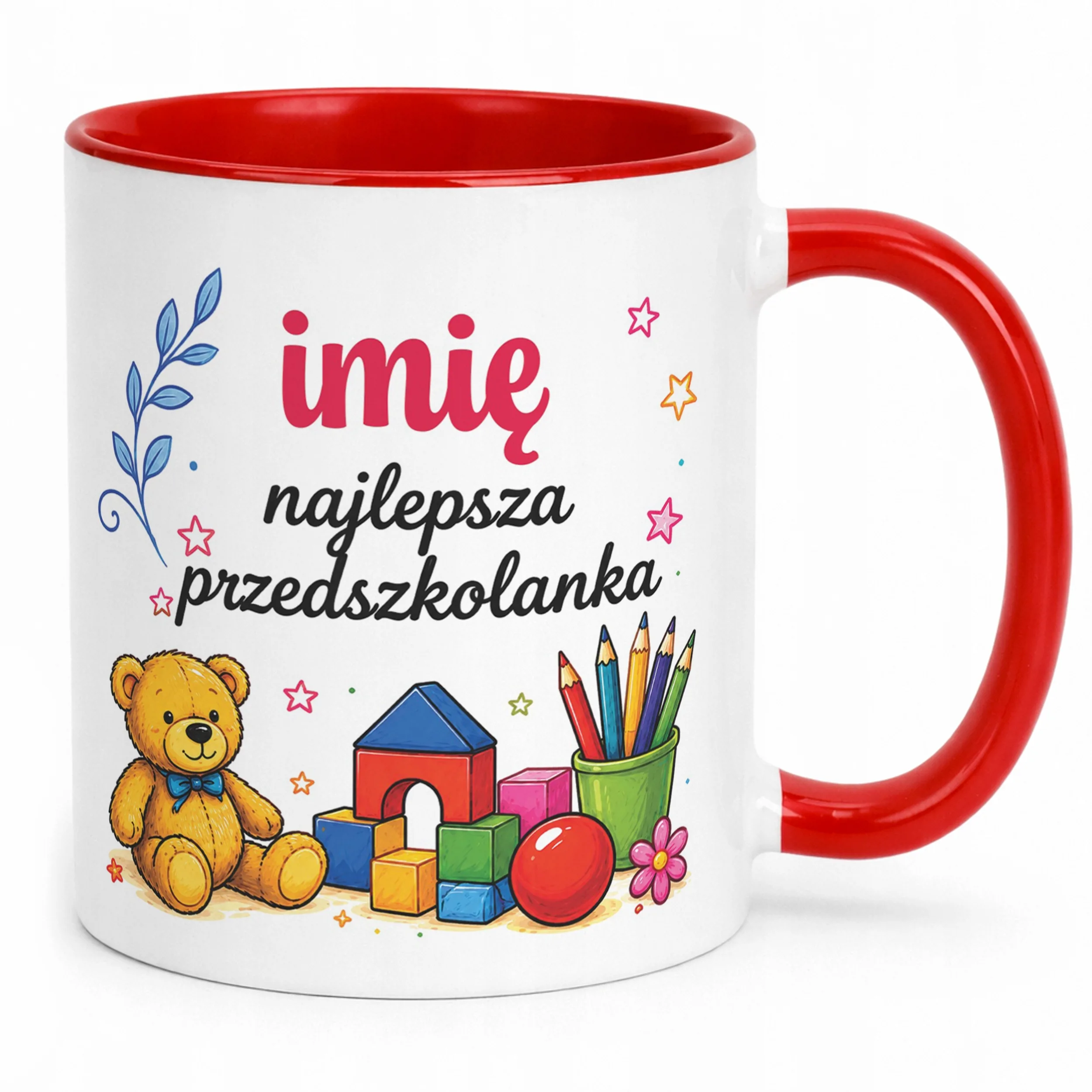 Kubek Czerwony z Imieniem Dzień Nauczyciela Dla Przedszkolanki