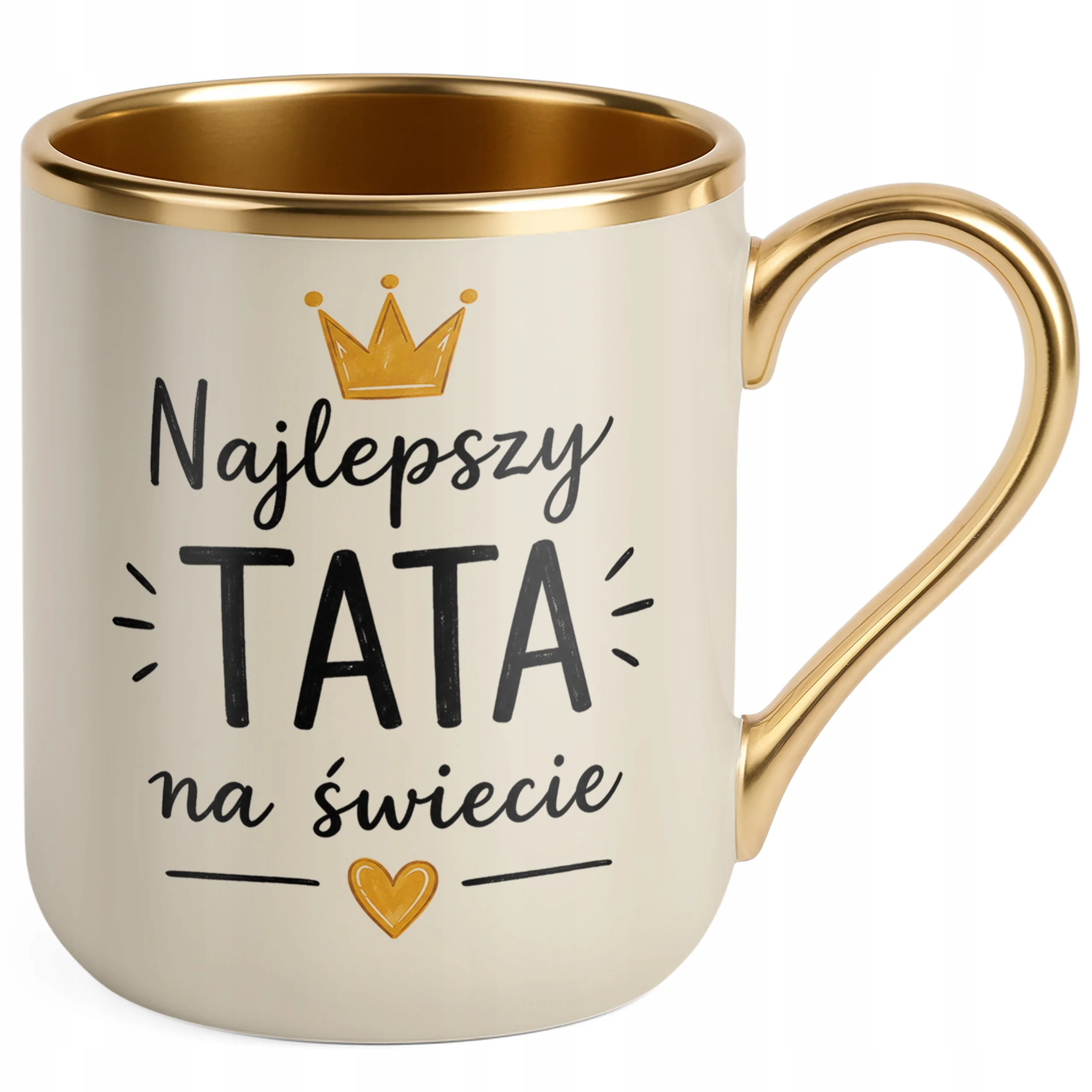 Kubek Premium Złoty Ecru upominek dla tatusia prezent na Dzień Ojca