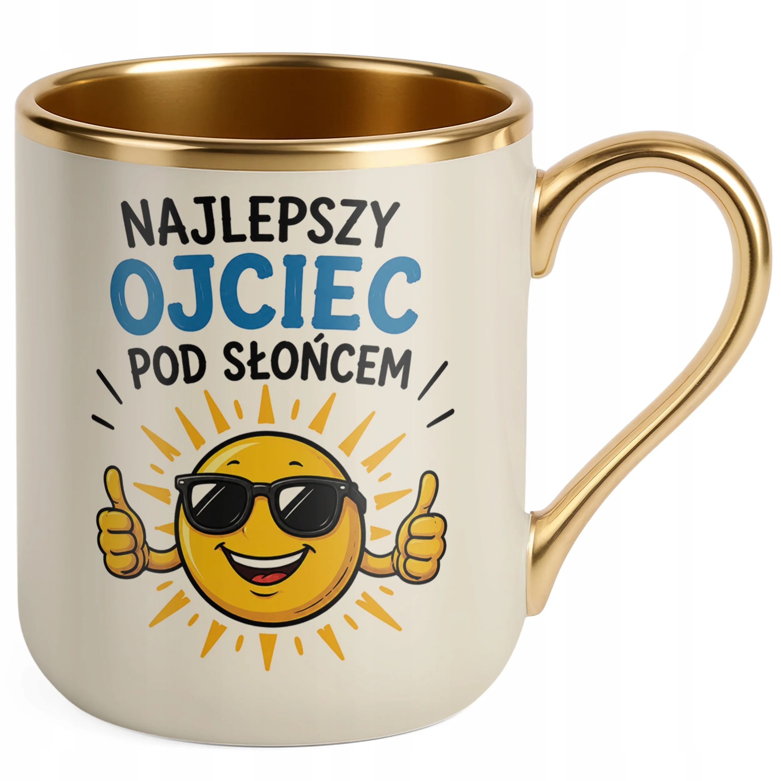 Kubek Premium Złoty Ecru Dzień Ojca upominek dla taty prezent