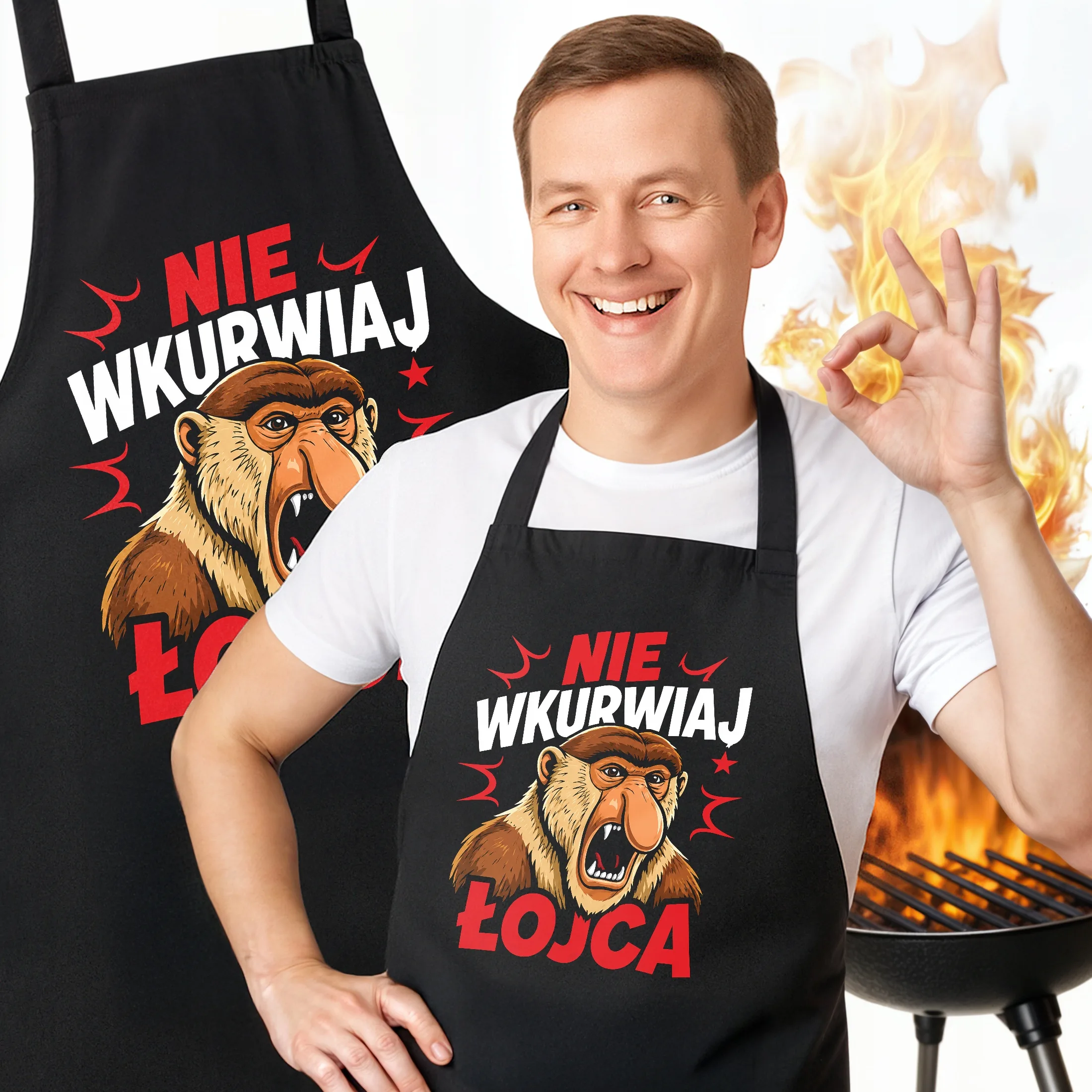 Fartuch czarny dla taty prezent na Dzień Ojca wyjątkowy upominek dla taty