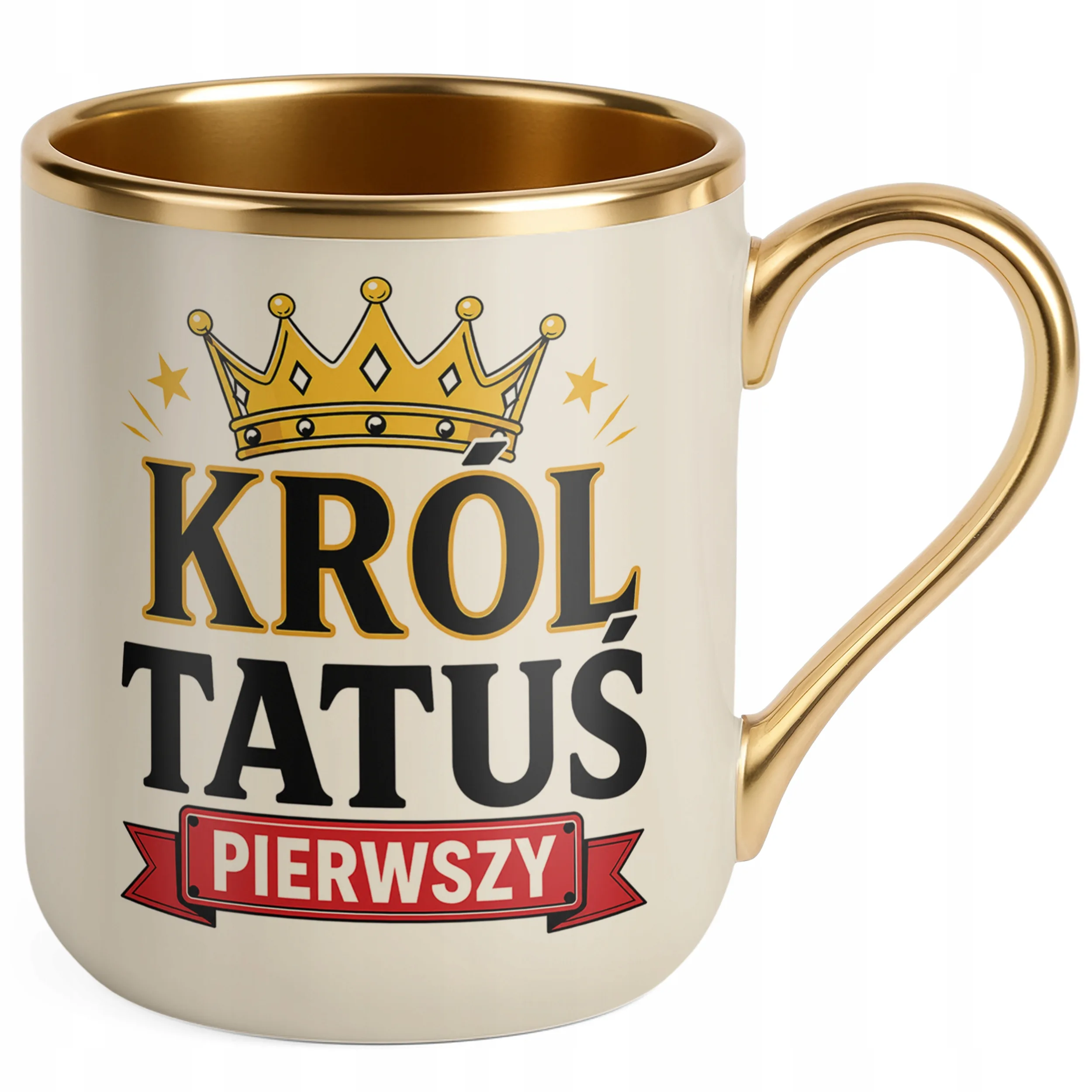 Kubek Premium Złoty Ecru pomysł na prezent dla taty na Dzień Ojca