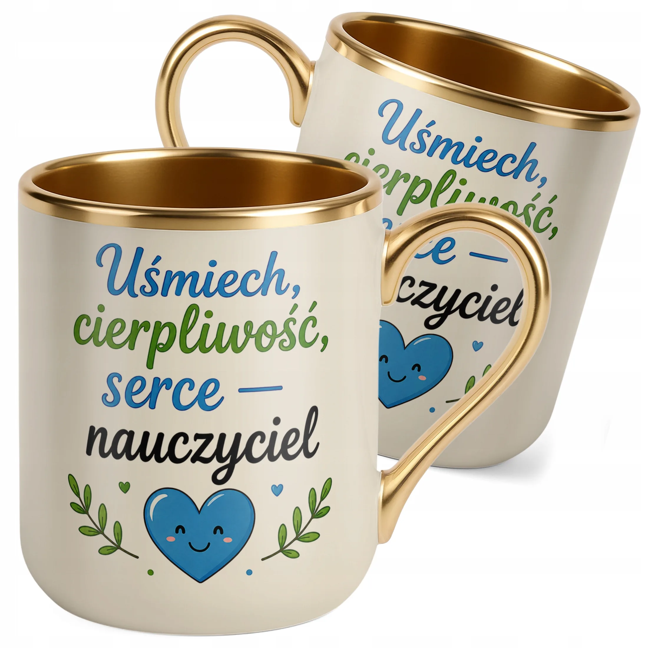 Kubek Premium Złoty Ecru Dzień Nauczyciela Dla Nauczyciela Prezent Upominek