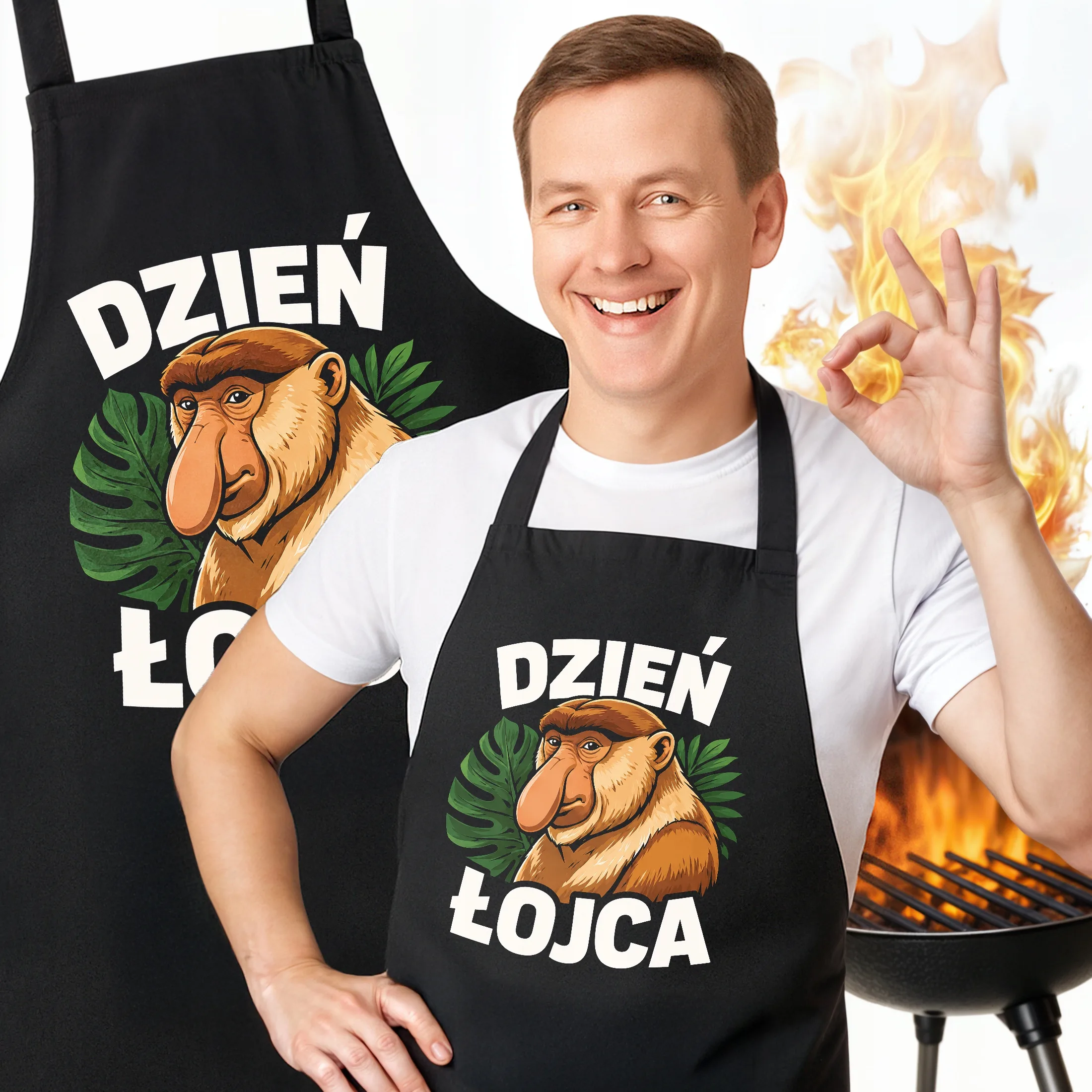 Prezent na Dzień Ojca fartuch czarny dla taty praktyczny miły upominek