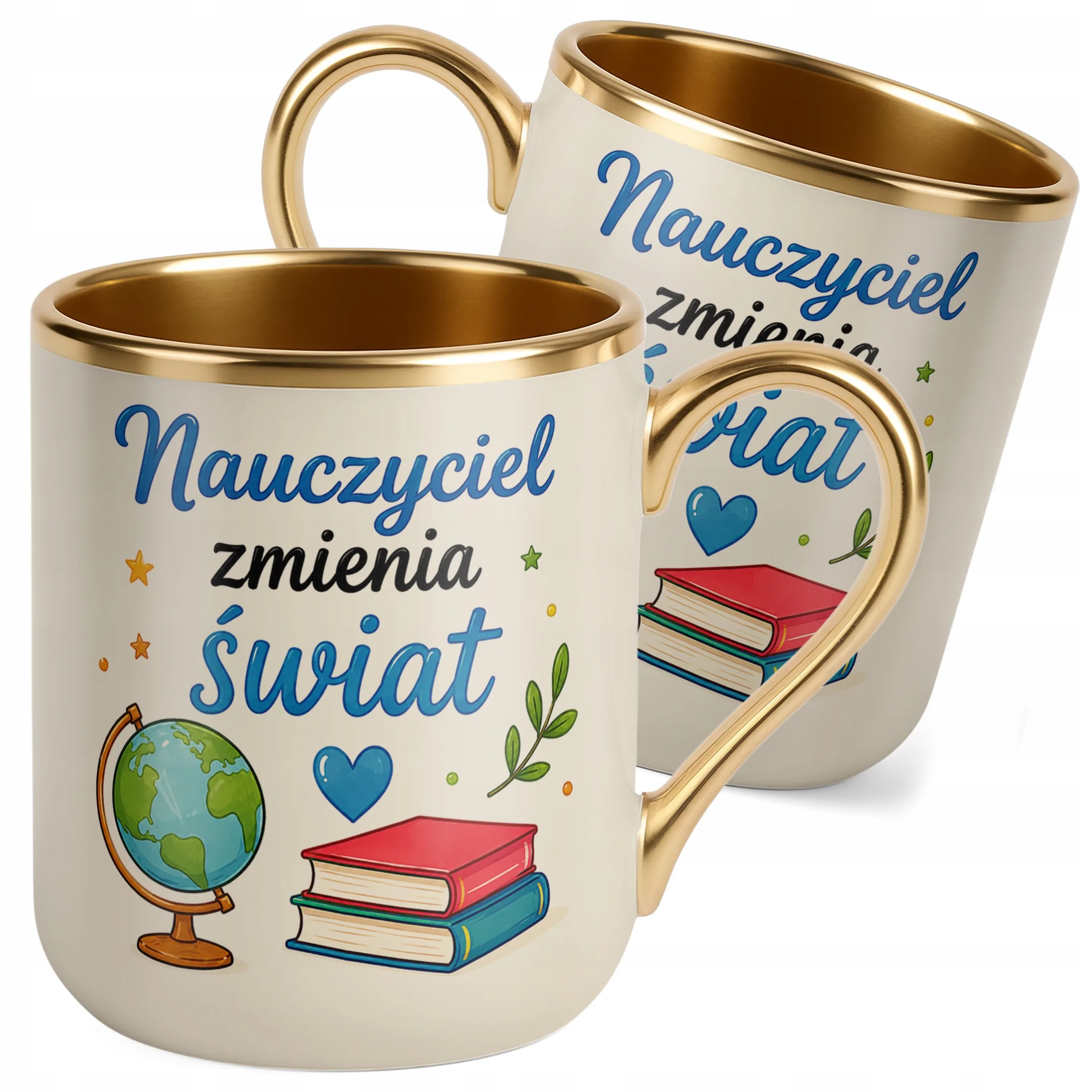 Kubek Premium Złoty Ecru Dzień Nauczyciela Dla Nauczyciela Prezent Upominek