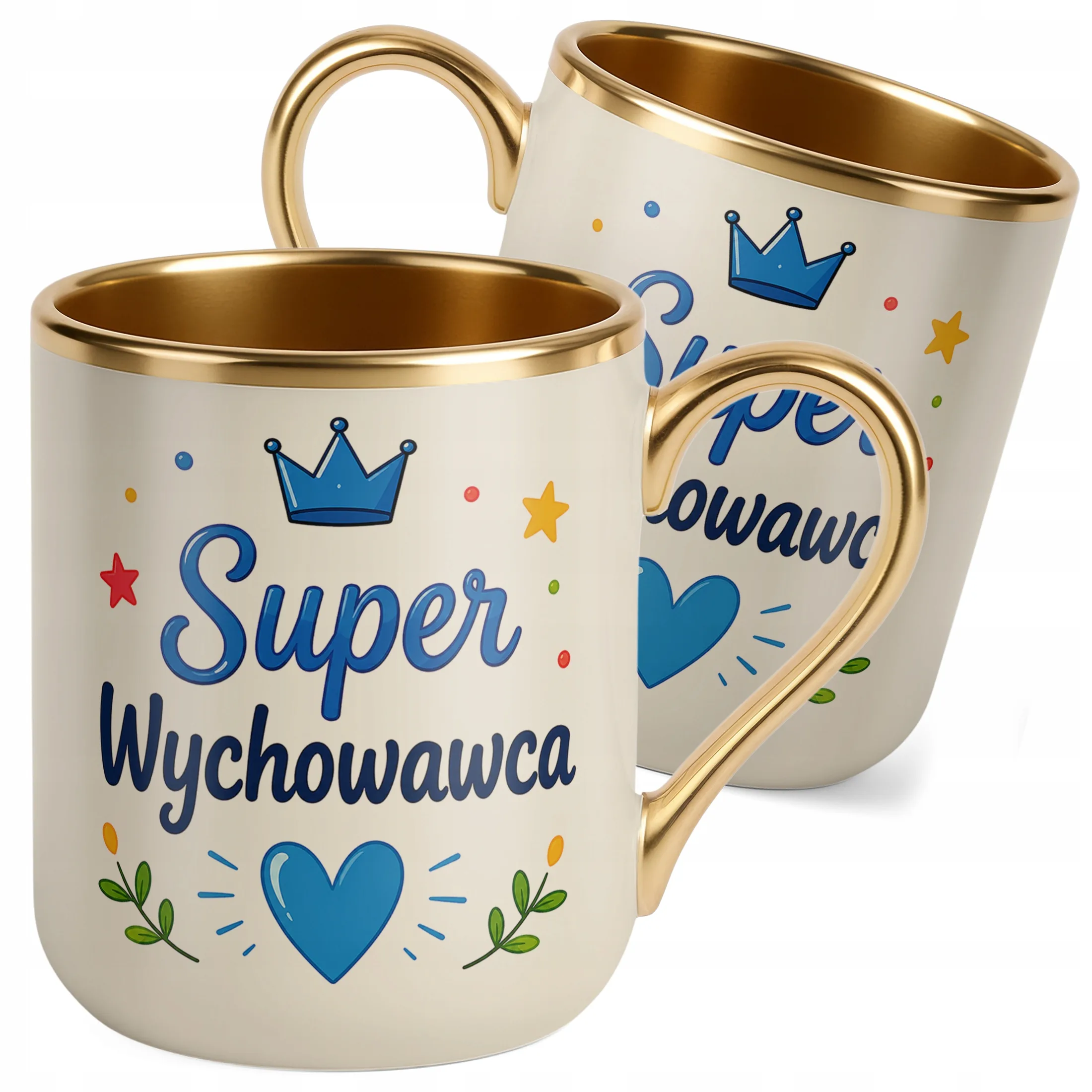Kubek Premium Złoty Ecru Dzień Nauczyciela Dla Wychowawcy Prezent Upominek