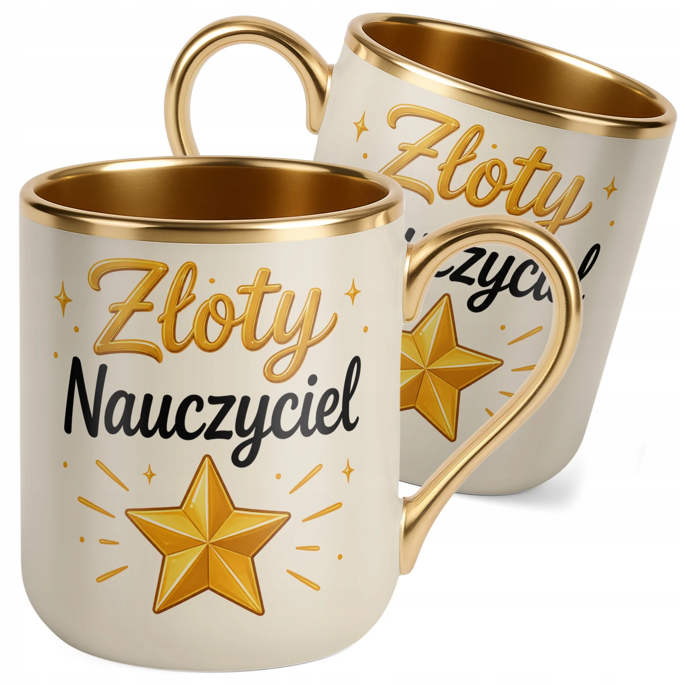 Kubek Premium Złoty Ecru Dzień Nauczyciela Dla Nauczyciela Prezent Upominek