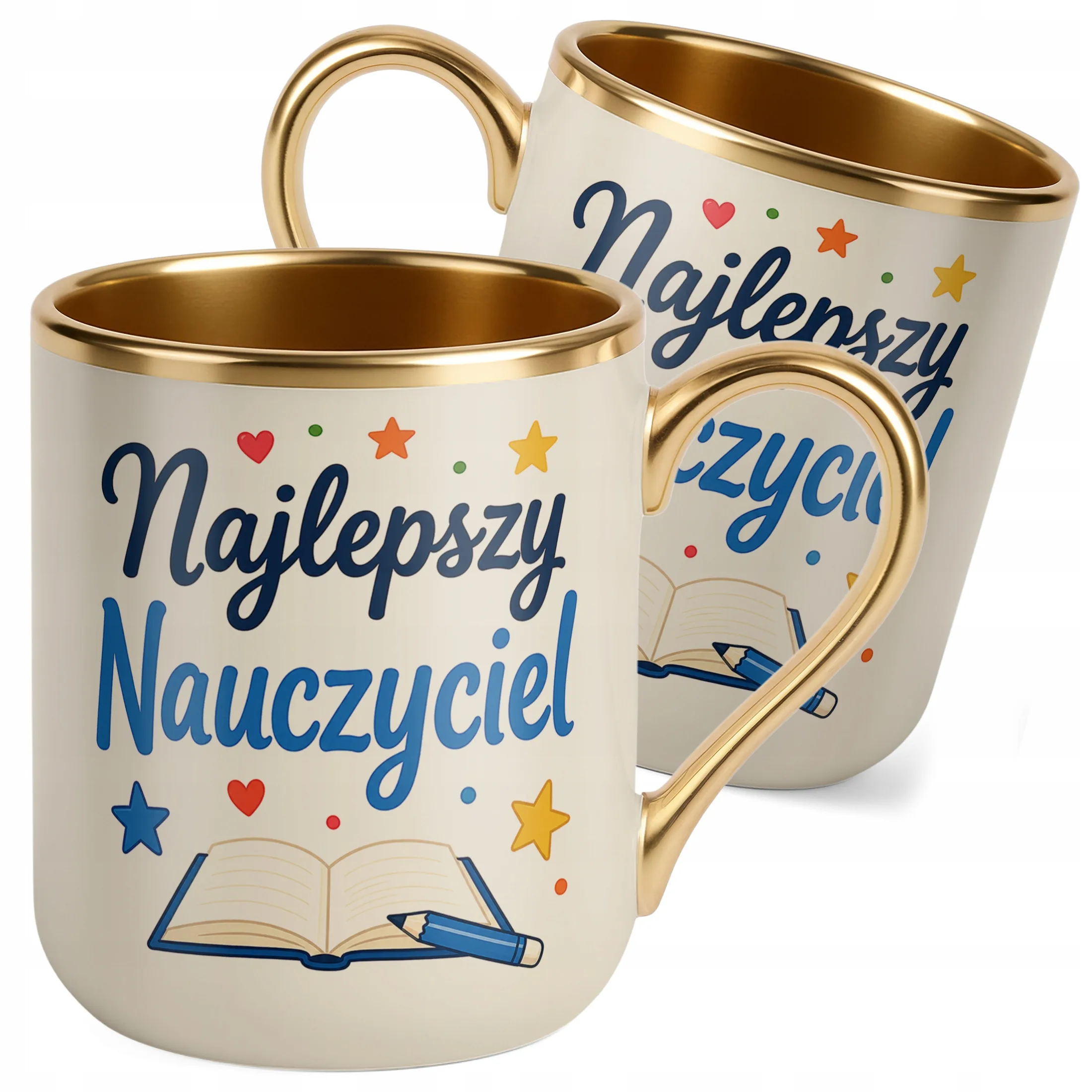 Kubek Premium Złoty Ecru Dzień Nauczyciela Dla Nauczyciela Prezent Upominek