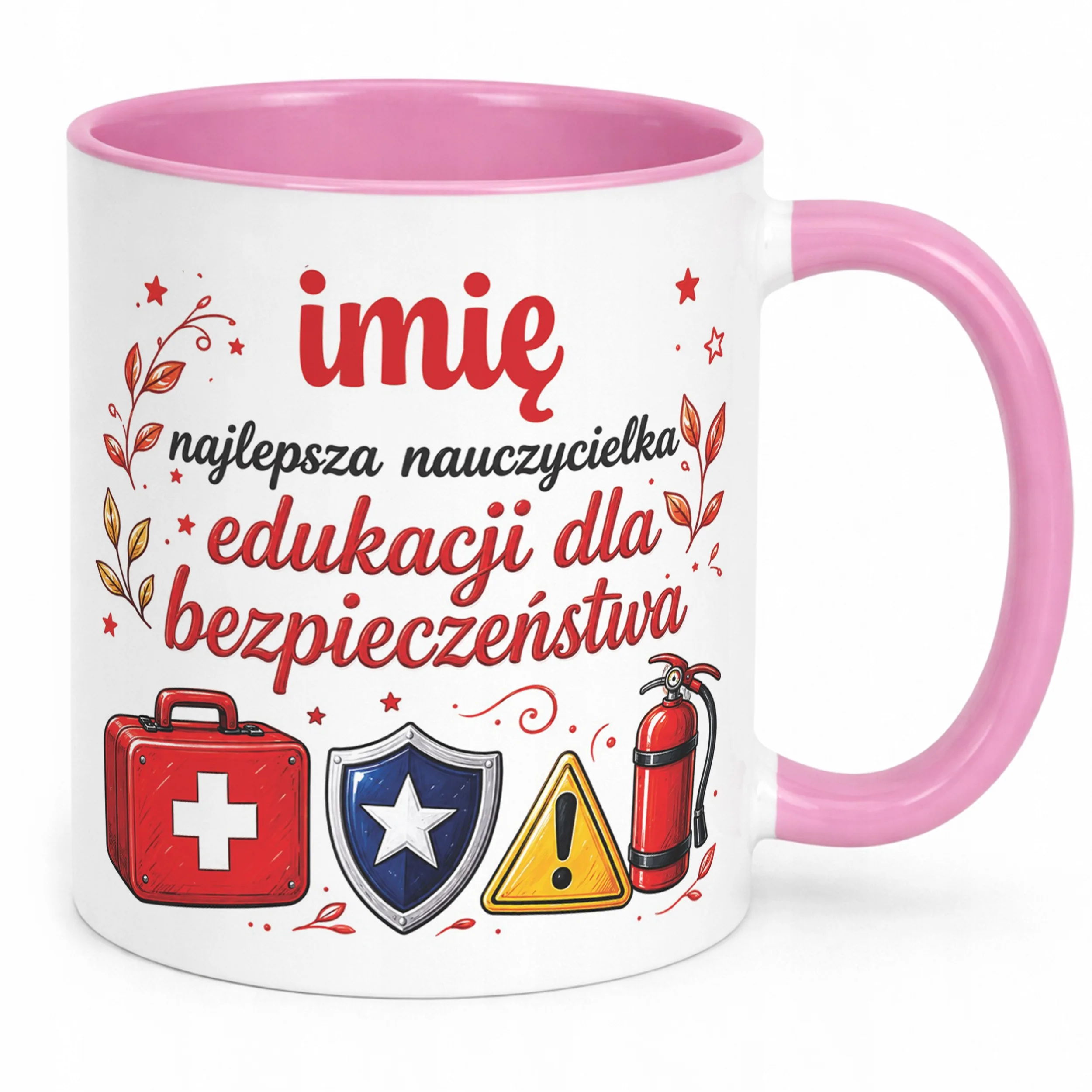 Kubek Różowy z Imieniem Dzień Nauczyciela EDB Prezent
