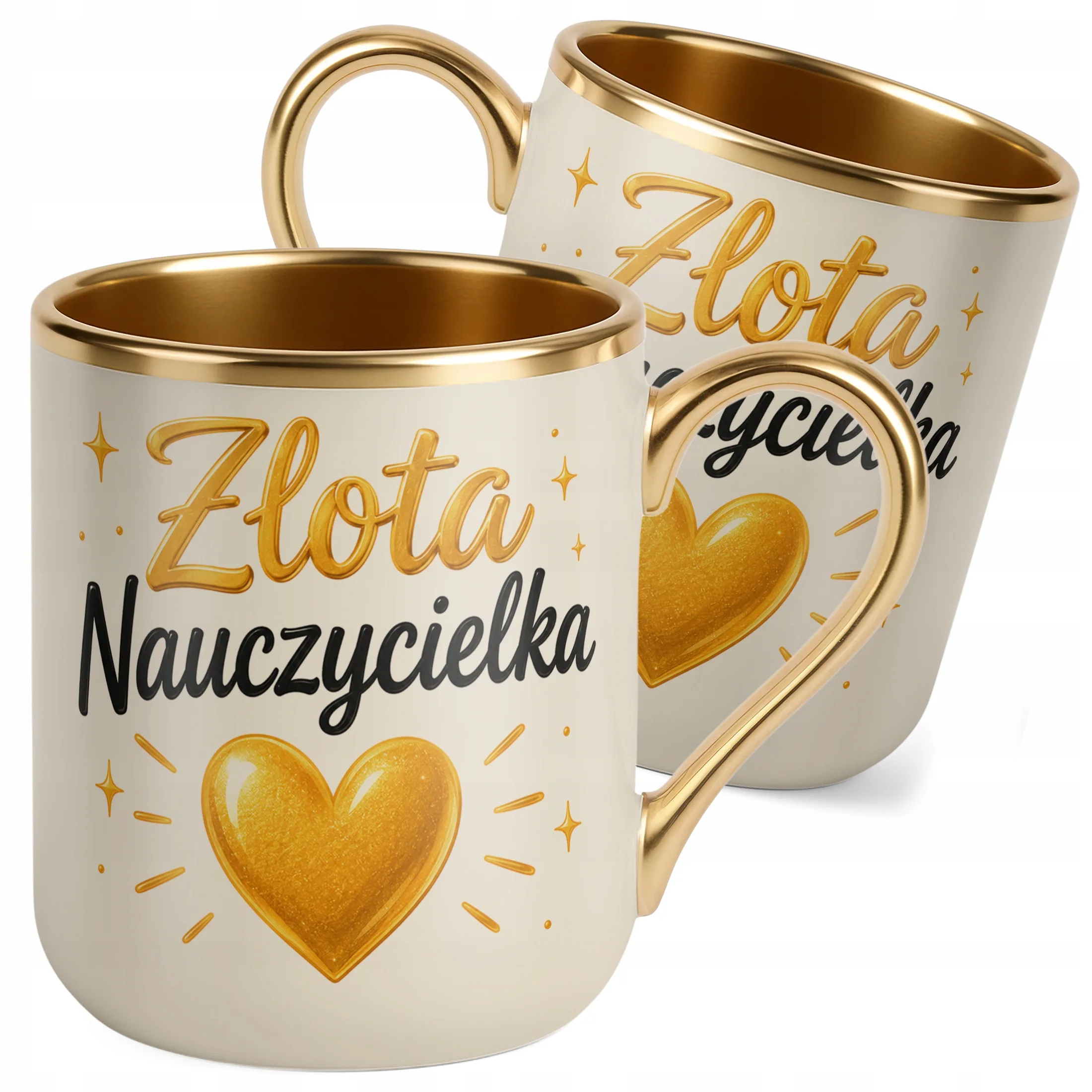Kubek Premium Złoty Ecru Dzień Nauczyciela Dla Nauczycielki Prezent