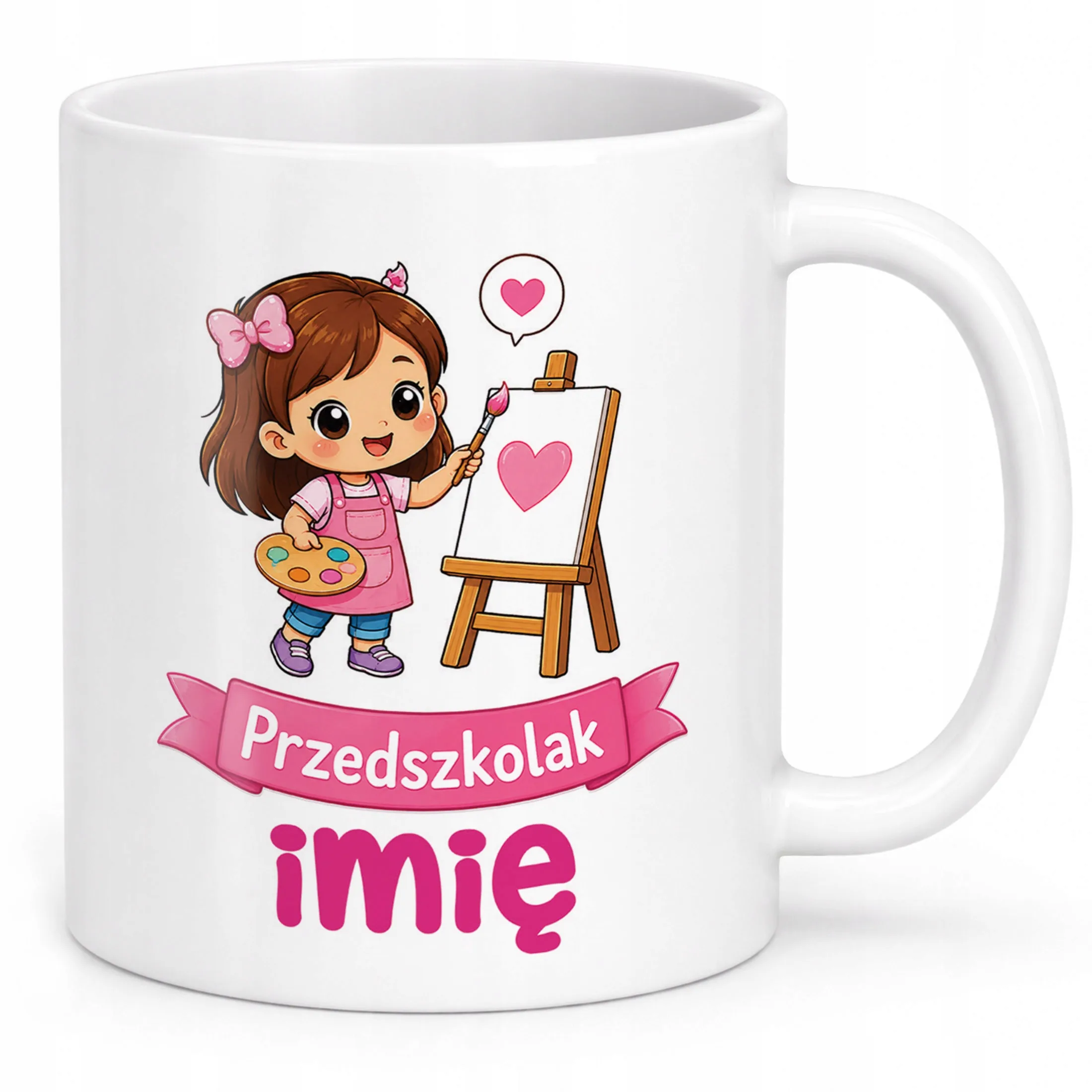 Biały Kubek z nadrukiem personalizowany Przedszkolak Szkoła Dla Dzieci