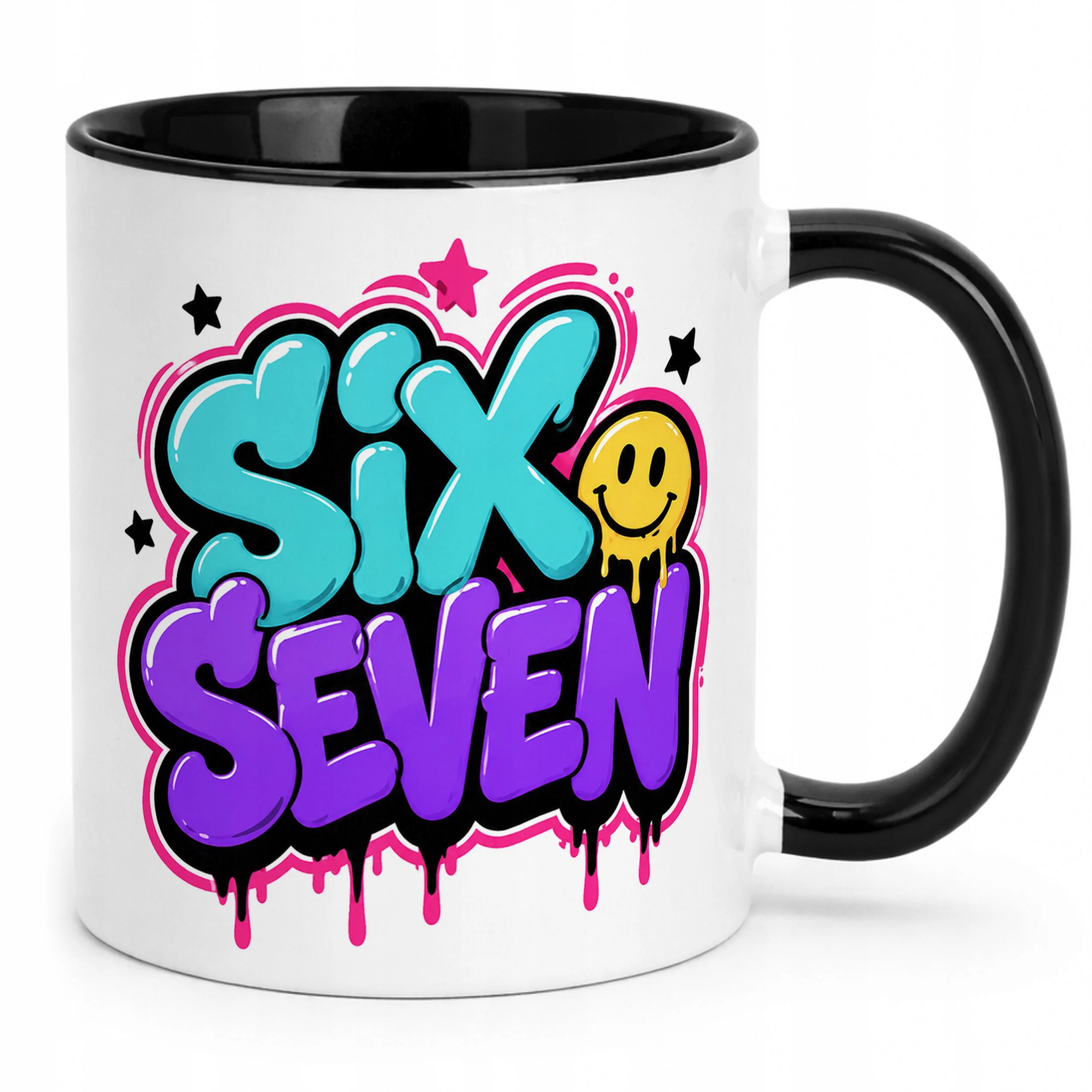 Kubek Czarny z nadrukiem SIX SEVEN Dla Dzieci Prezent Upominek