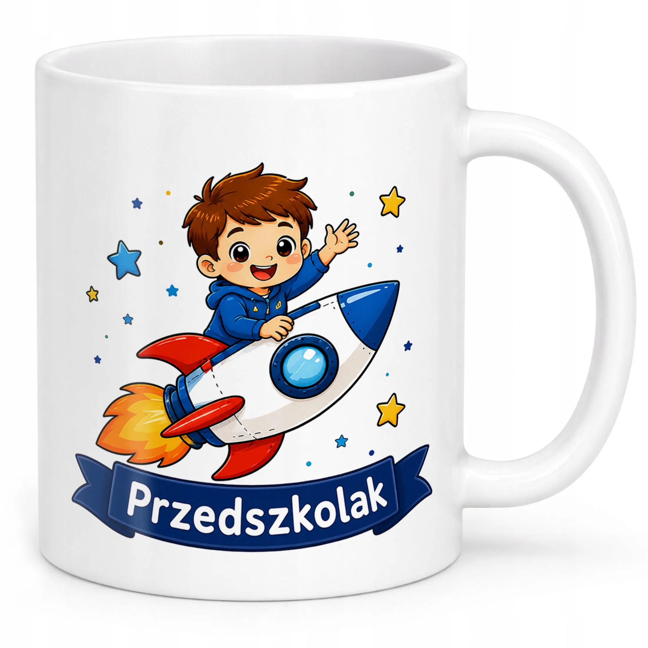 Biały Kubek z nadrukiem Przedszkolak Szkoła Dla Dzieci Prezent