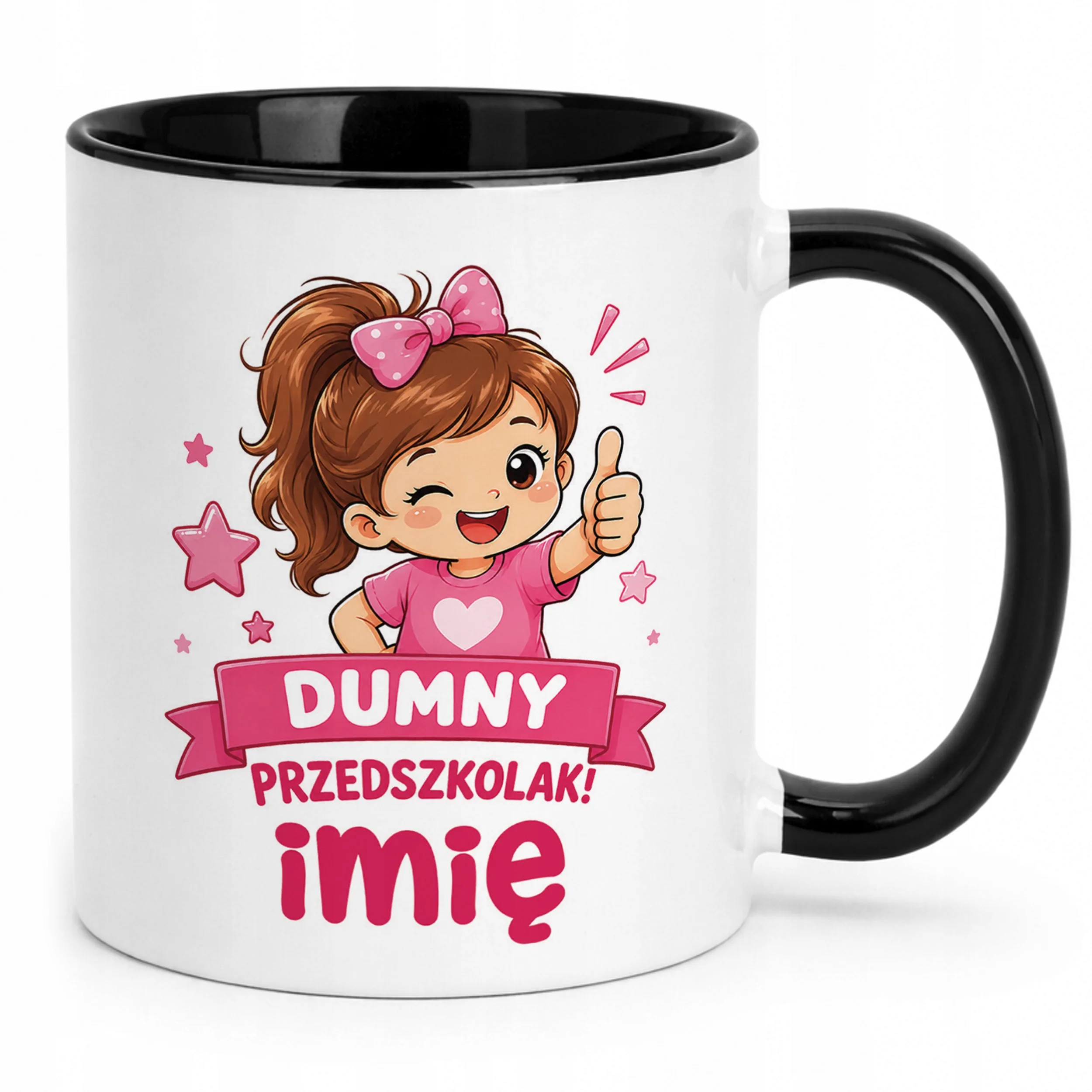 Kubek Czarny z nadrukiem personalizowany Przedszkolak Szkoła Dla Dzieci