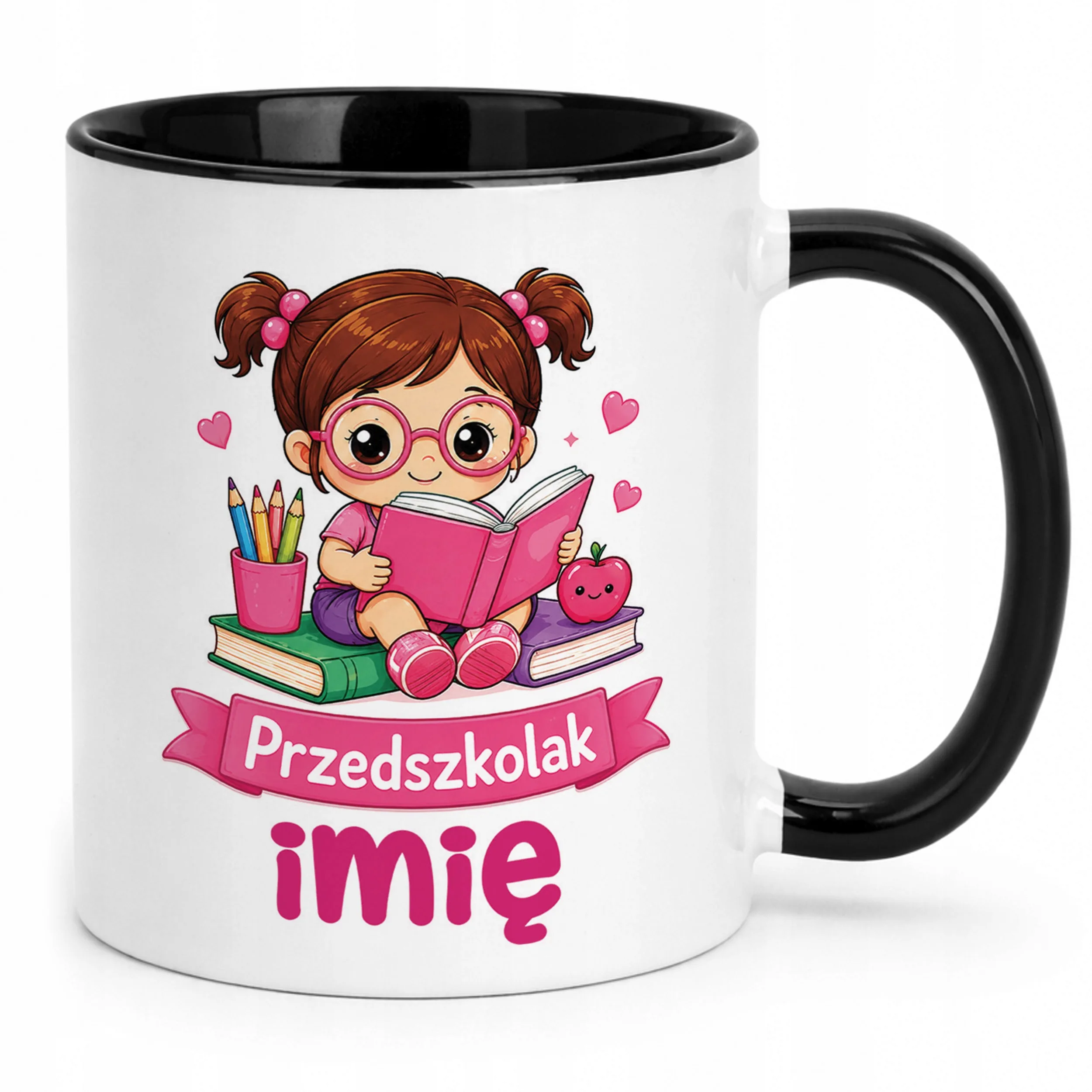 Kubek Czarny z nadrukiem personalizowany Przedszkolak Szkoła Dla Dzieci