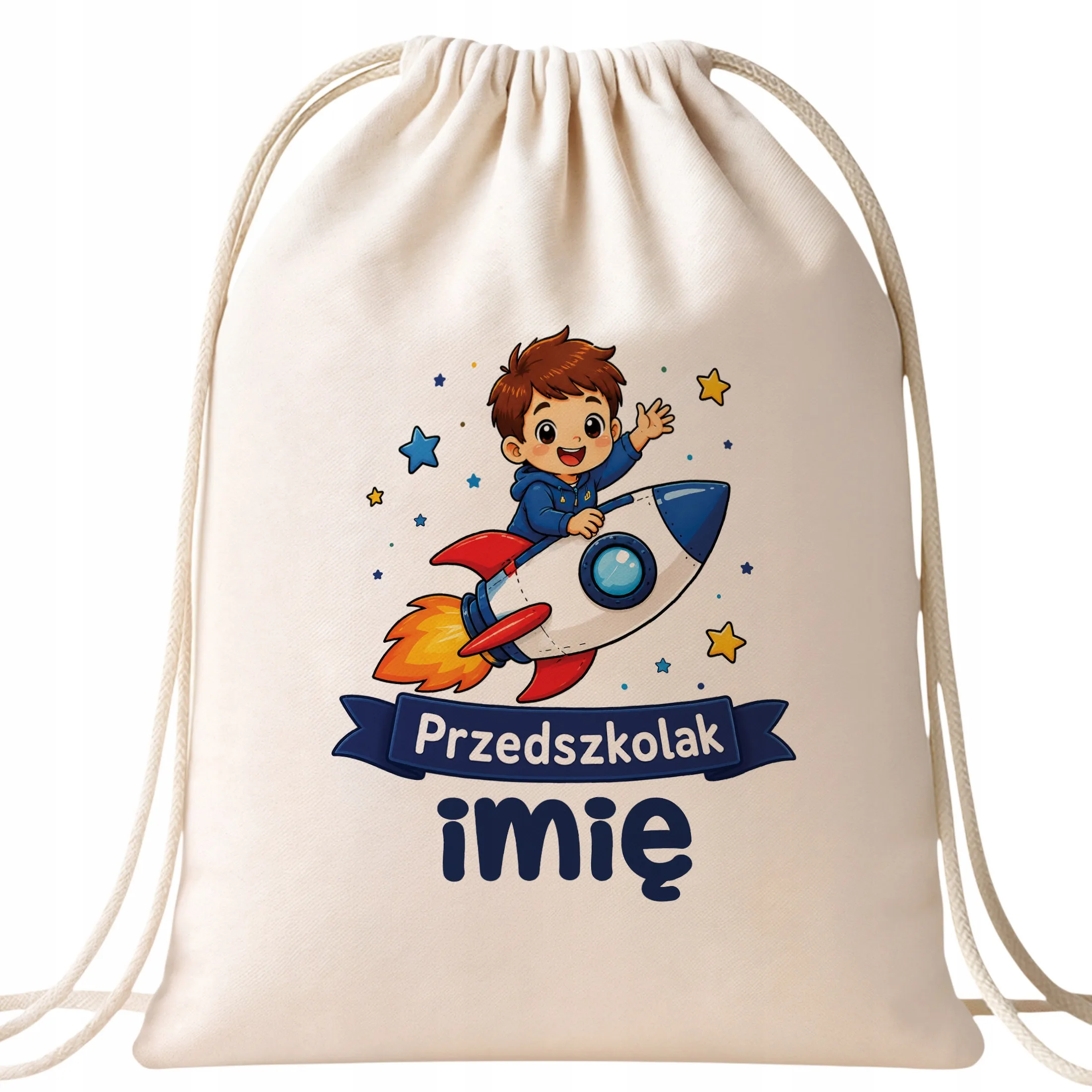 Plecak Worek Personalizowany Przedszkolak z Nadrukiem Bawełniany Szkolny