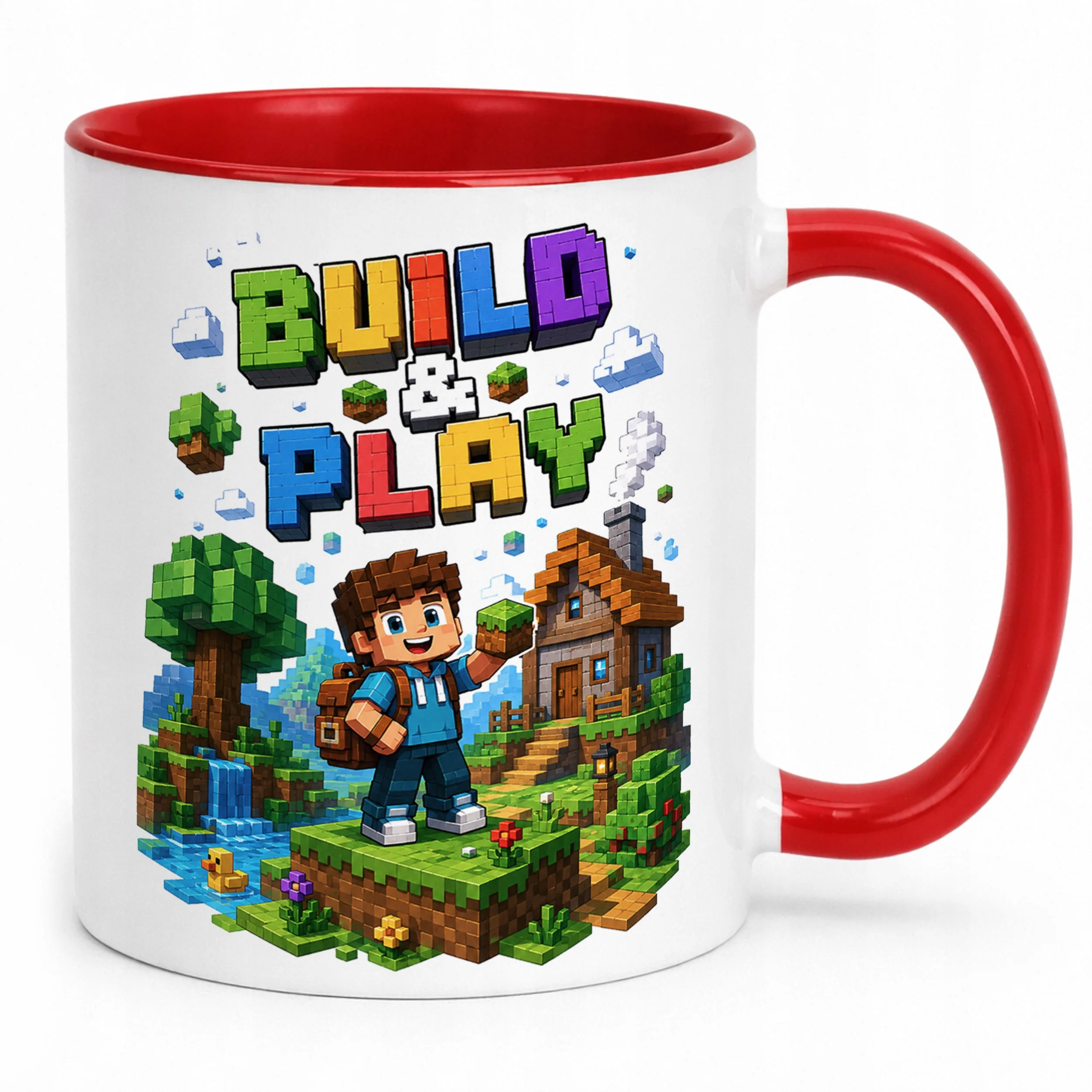 Kubek Czerwony z nadrukiem Gra Pixel Dla Dzieci Prezent Upominek