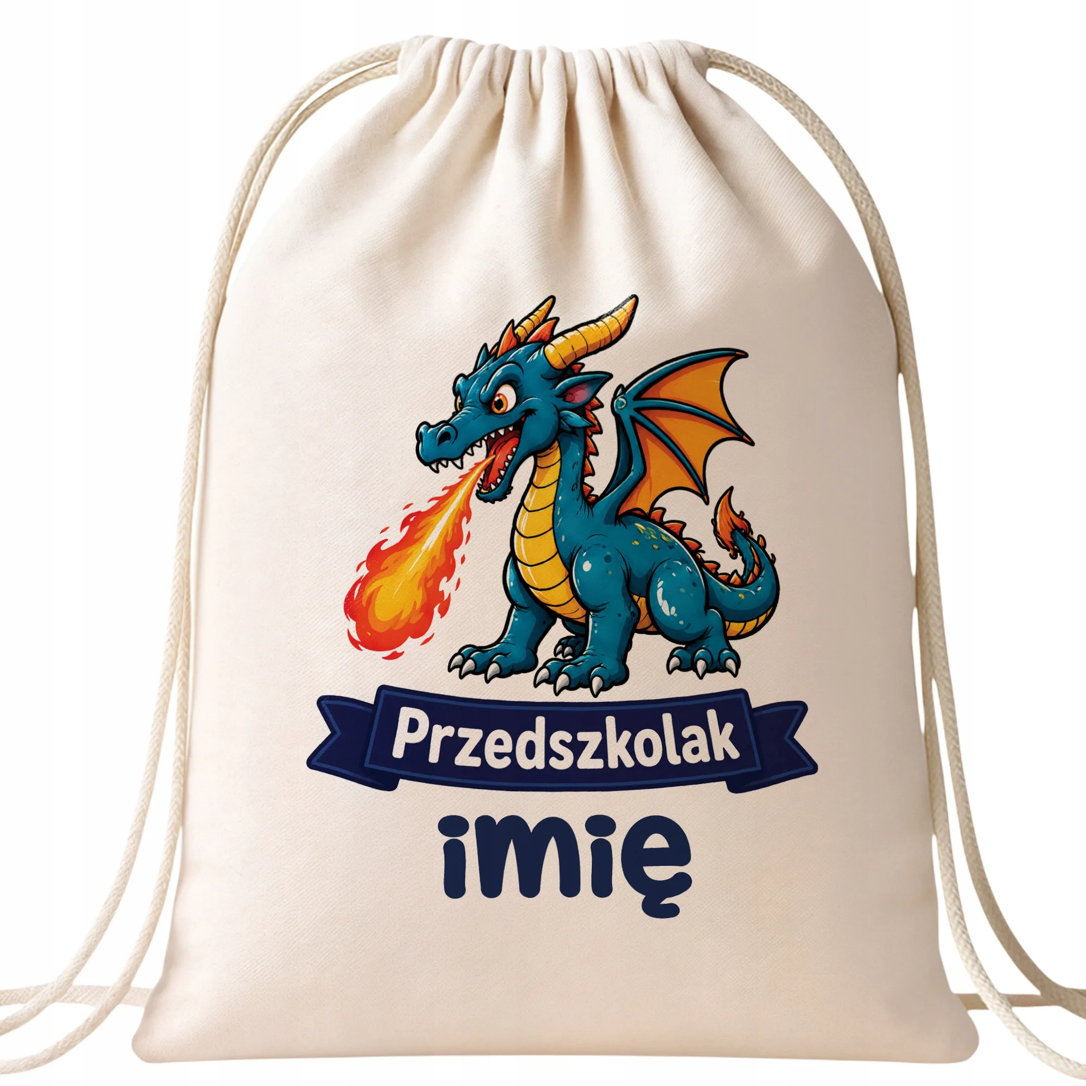 Plecak Worek Personalizowany Przedszkolak z Nadrukiem Bawełniany Szkolny