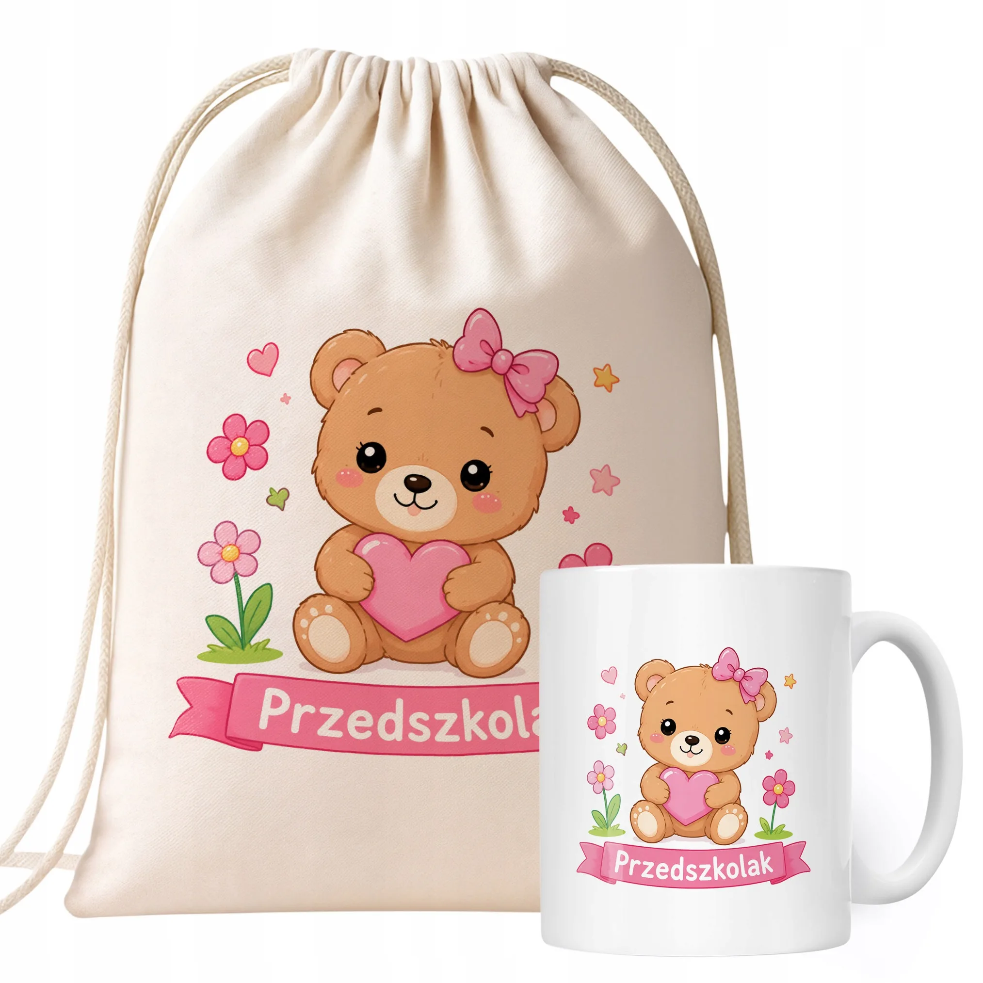 Zestaw Plecak Worek Kubek Z Nadrukiem Przedszkolak Szkoła Dla Dzieci