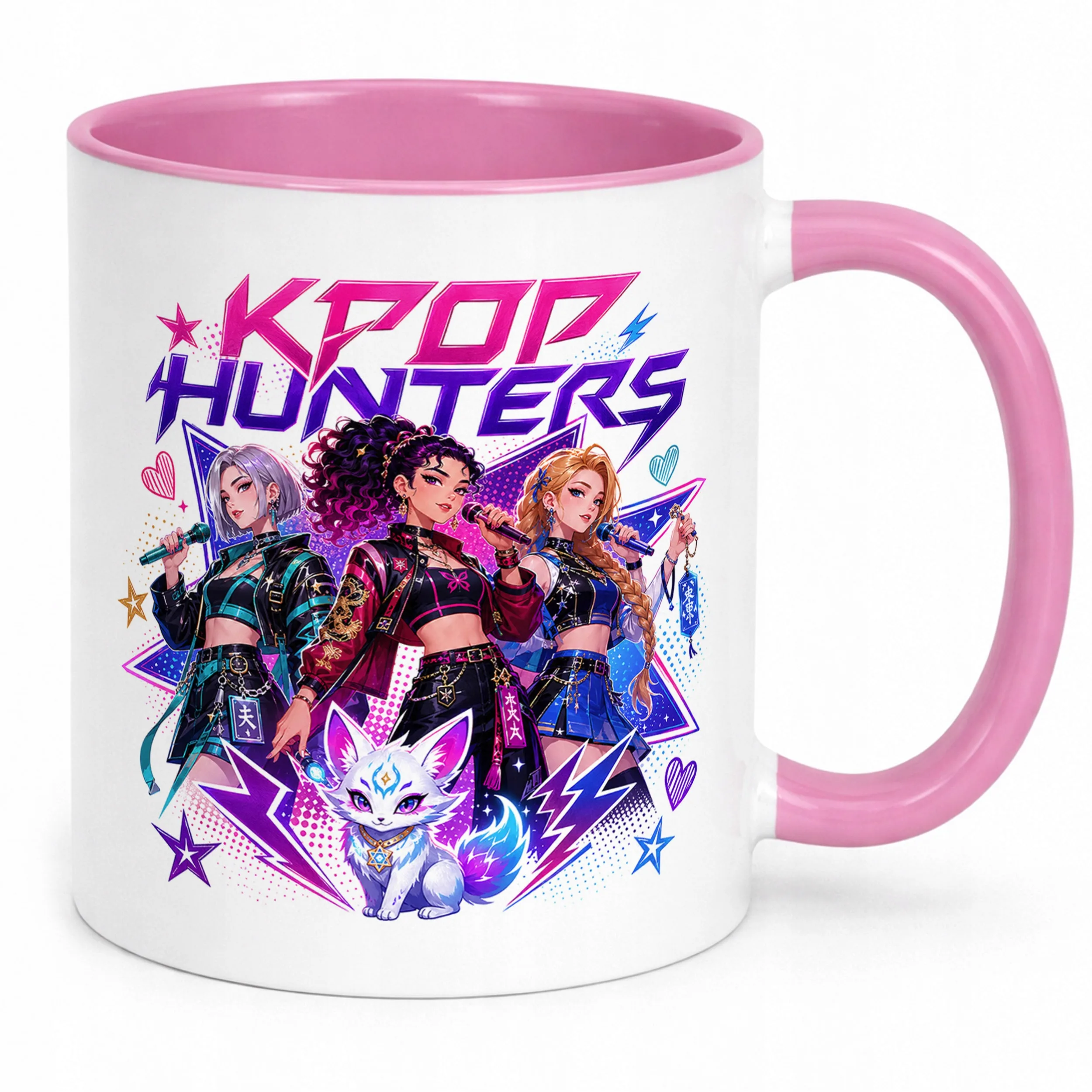 Kubek Różowy z nadrukiem ŁOWCZYNIE KPOP Dla Dzieci Prezent Upominek