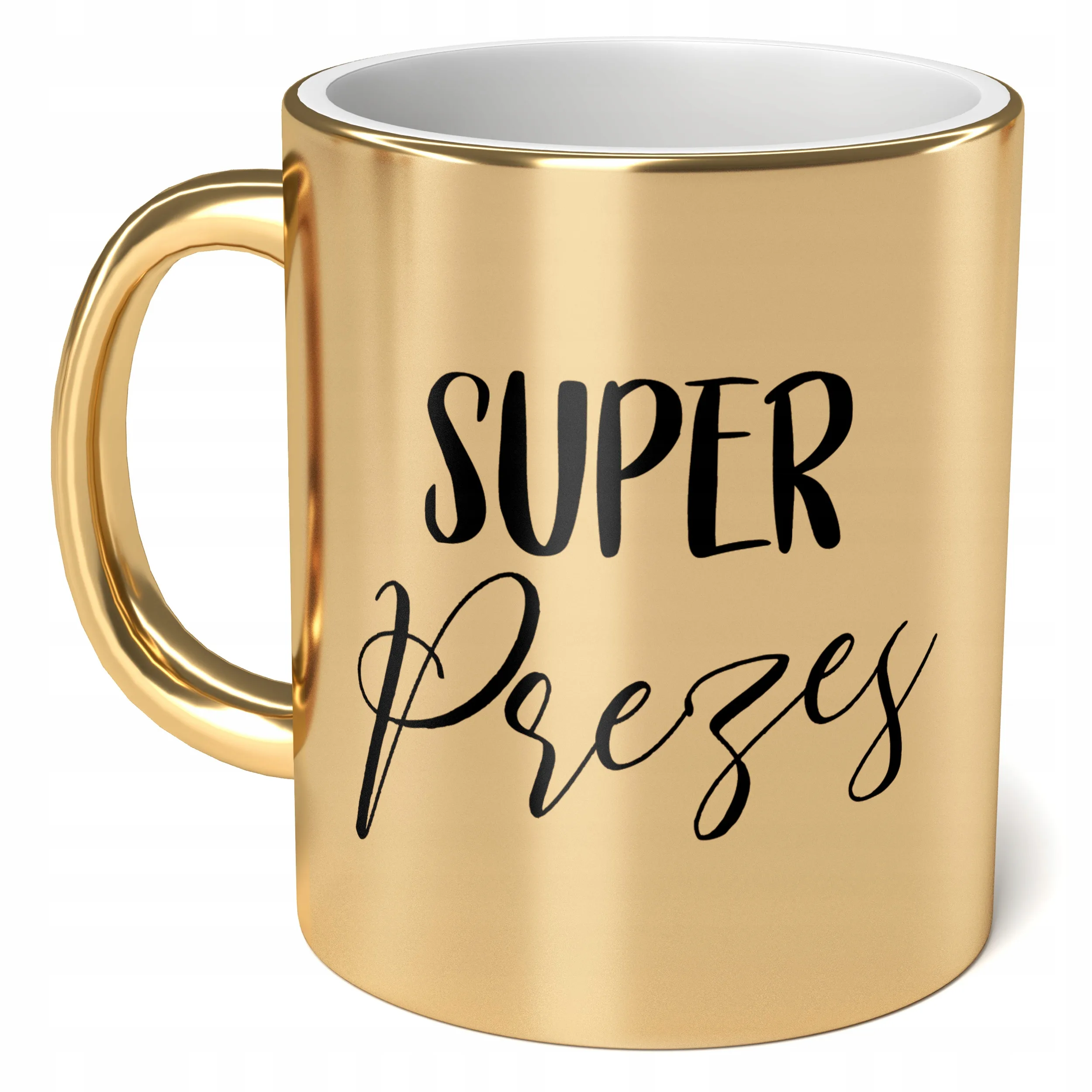 Kubek Złoty ceramiczny 330ml Super Prezes Dla Prezesa Prezent Upominek