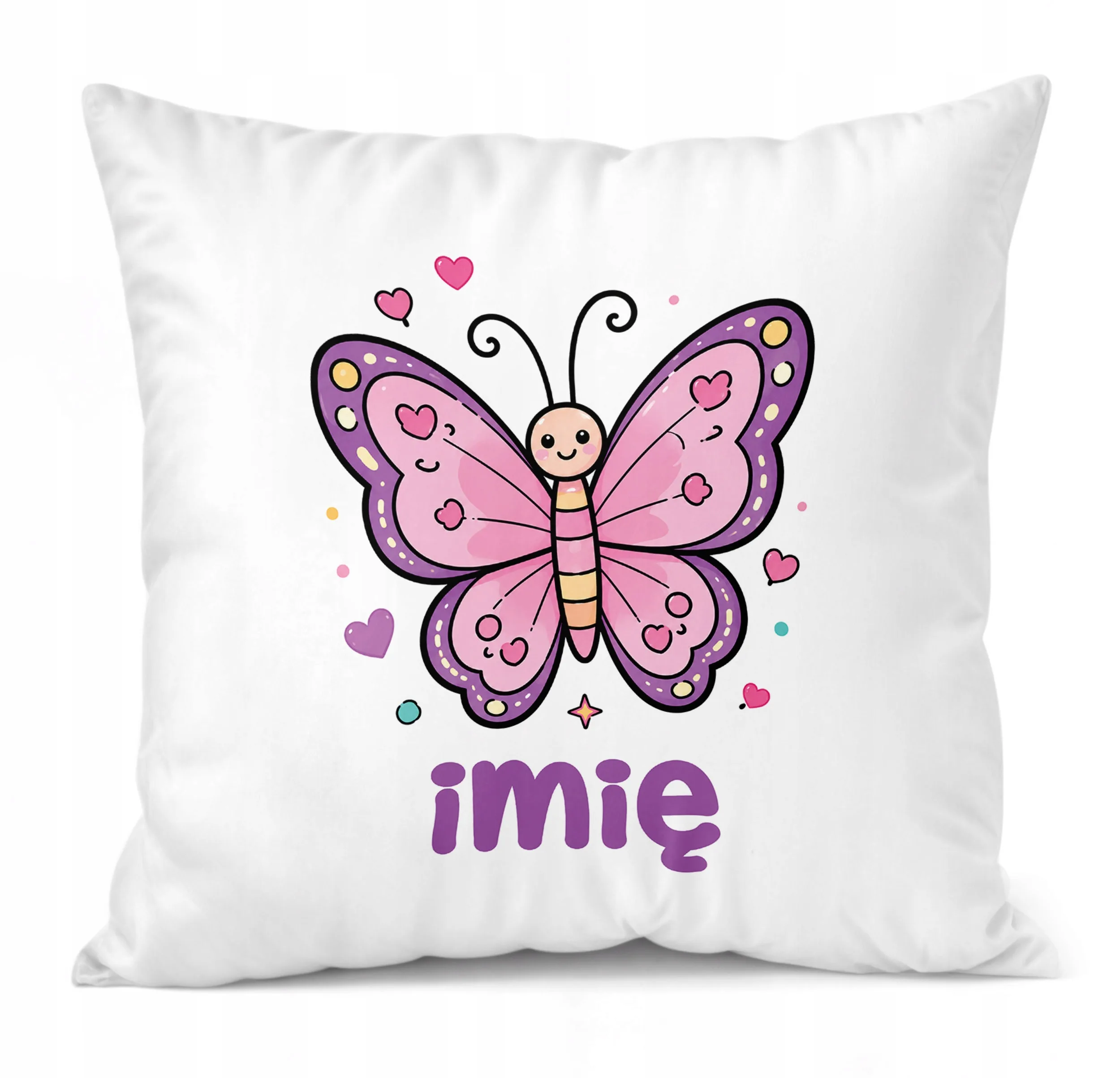 Poduszka Jasiek Personalizowana z nadrukiem 38x38cm Uroczy motylek Prezent