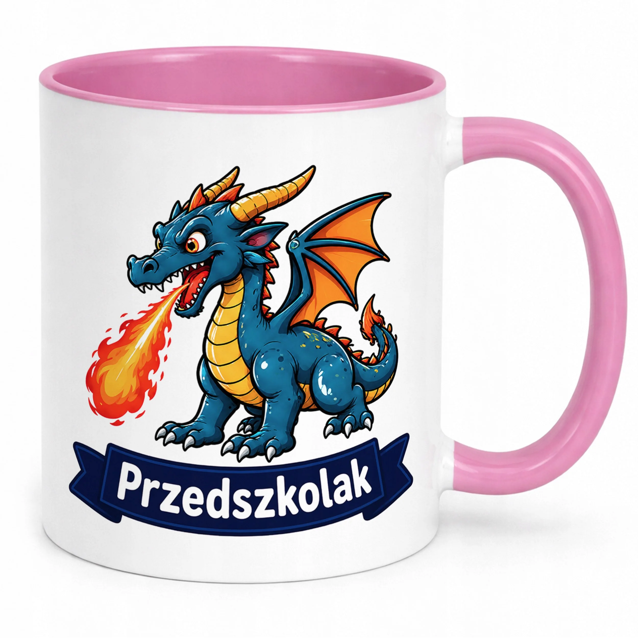Kubek Różowy z nadrukiem Przedszkolak Szkoła Dla Dzieci Prezent