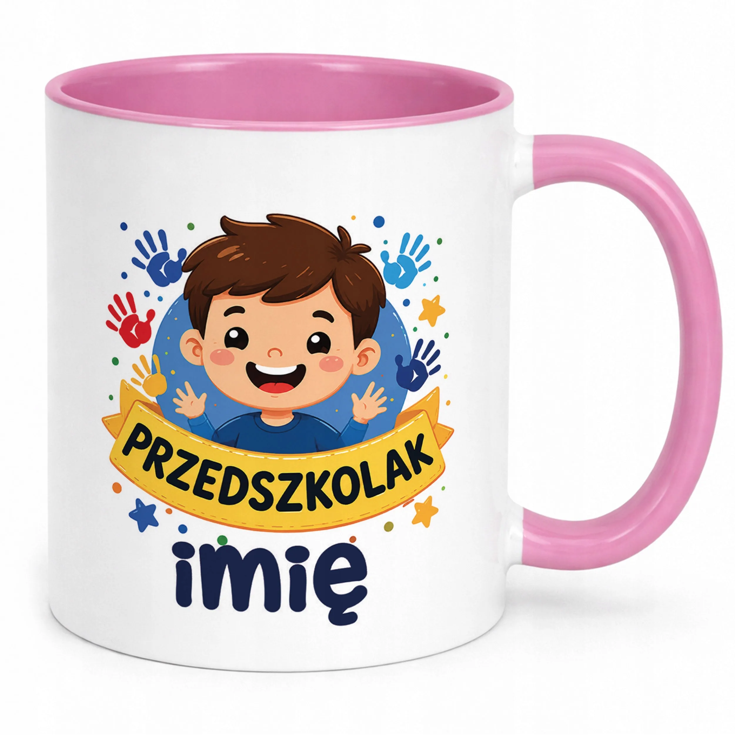 Kubek Różowy z nadrukiem personalizowany Przedszkolak Szkoła Dla Dzieci