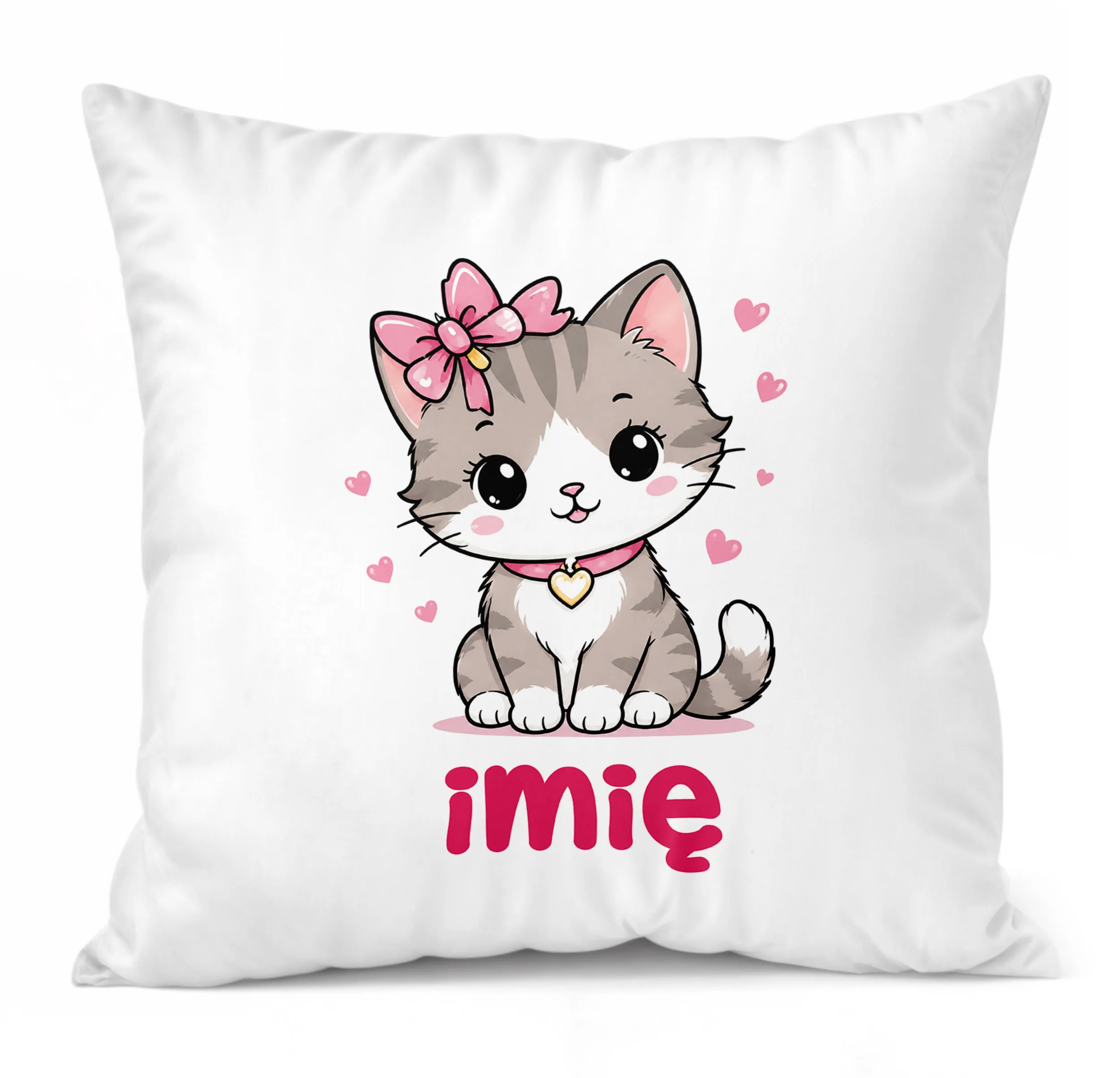 Poduszka Jasiek Personalizowana z nadrukiem 38x38cm Uroczy Kotek Prezent