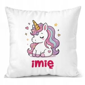 Poduszka Jasiek Personalizowana z nadrukiem 38x38cm jednorożec Prezent