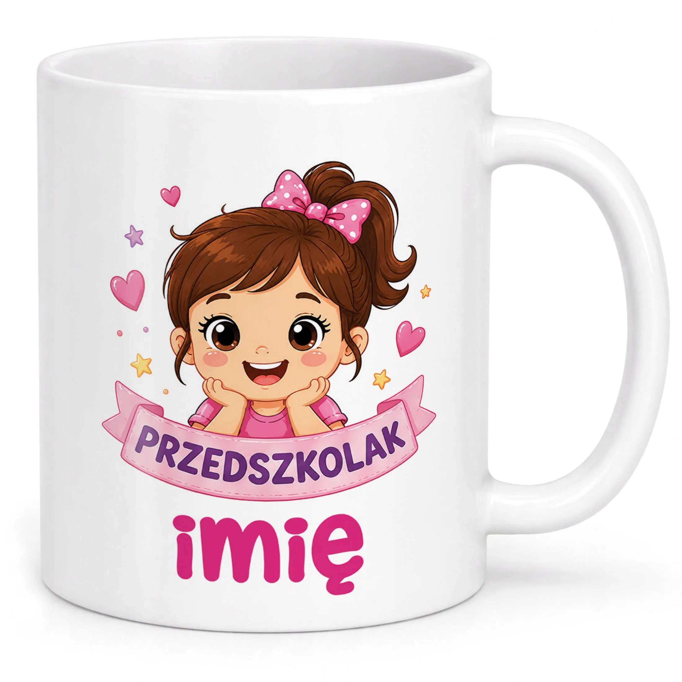 Biały Kubek z nadrukiem personalizowany Przedszkolak Szkoła Dla Dzieci