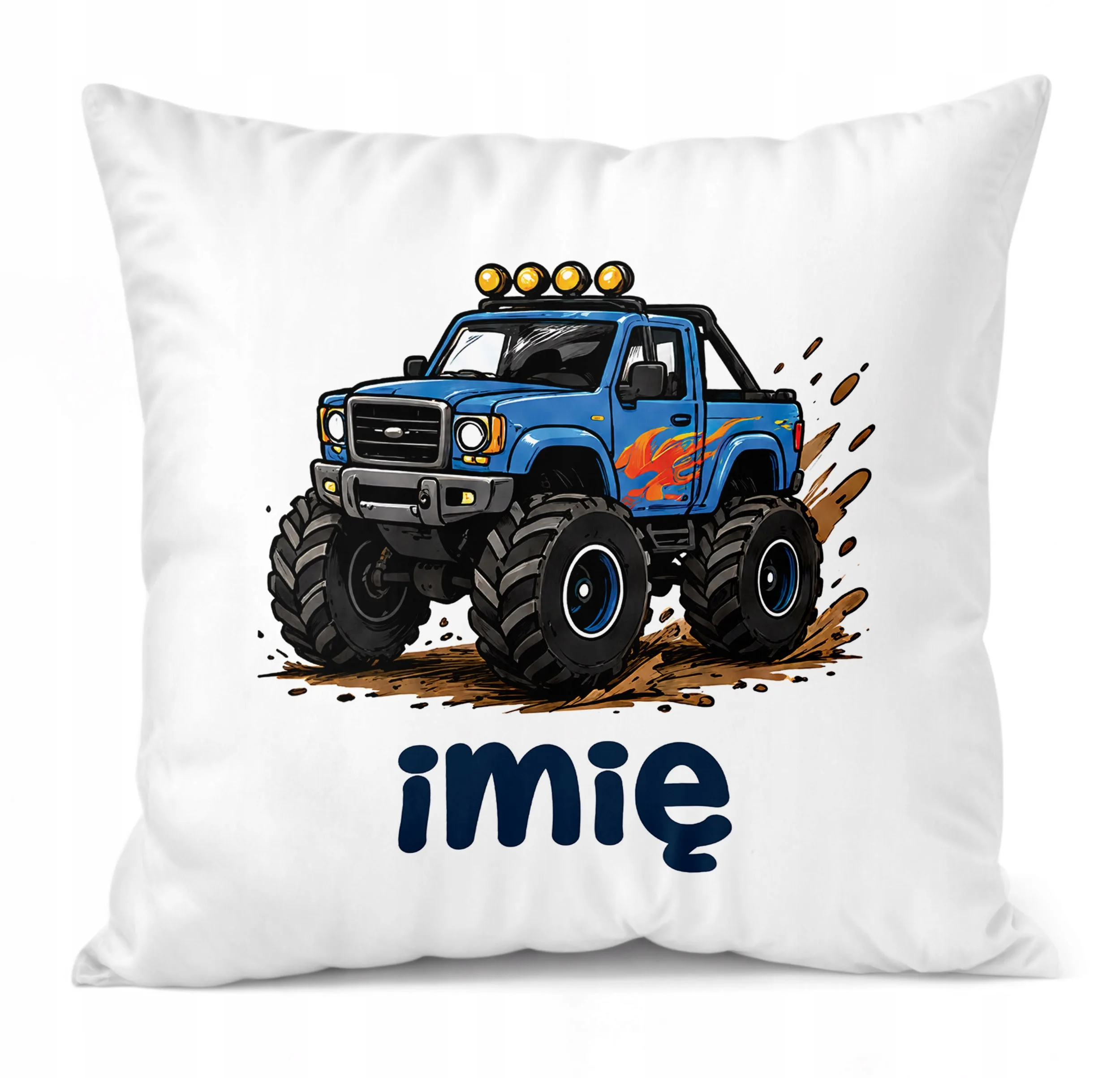 Poduszka Jasiek Personalizowana z nadrukiem 38x38cm Monster truck Prezent