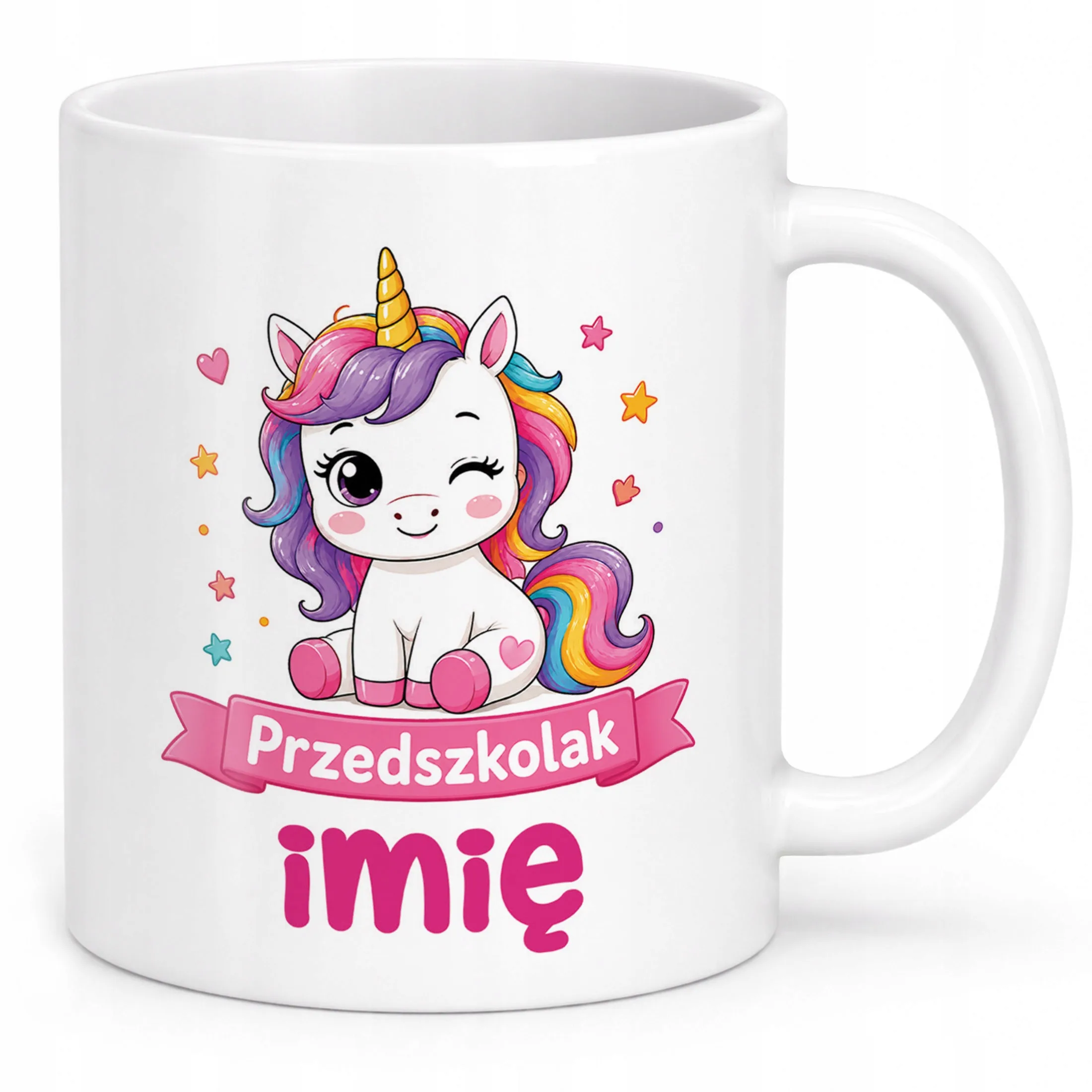 Biały Kubek z nadrukiem personalizowany Przedszkolak Szkoła Dla Dzieci