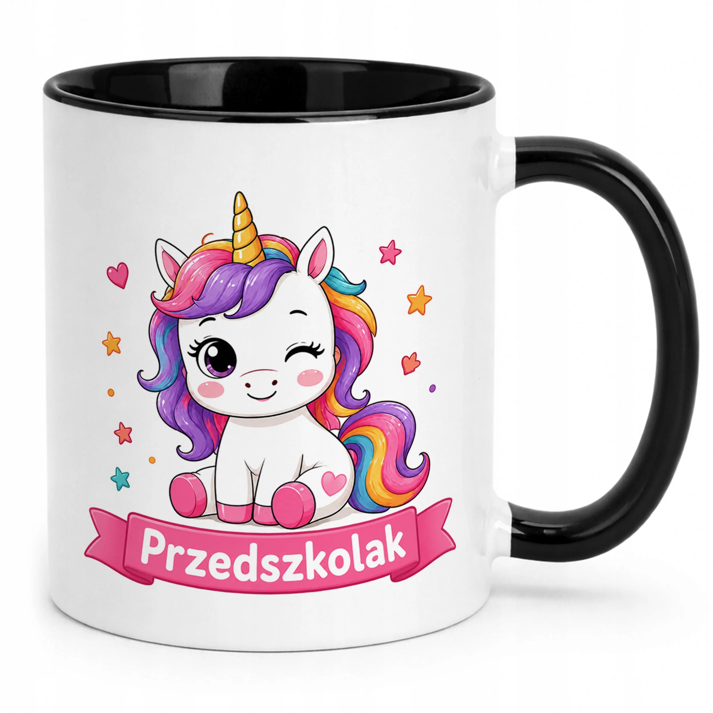 Kubek Czarny z nadrukiem Przedszkolak Szkoła Dla Dzieci Prezent