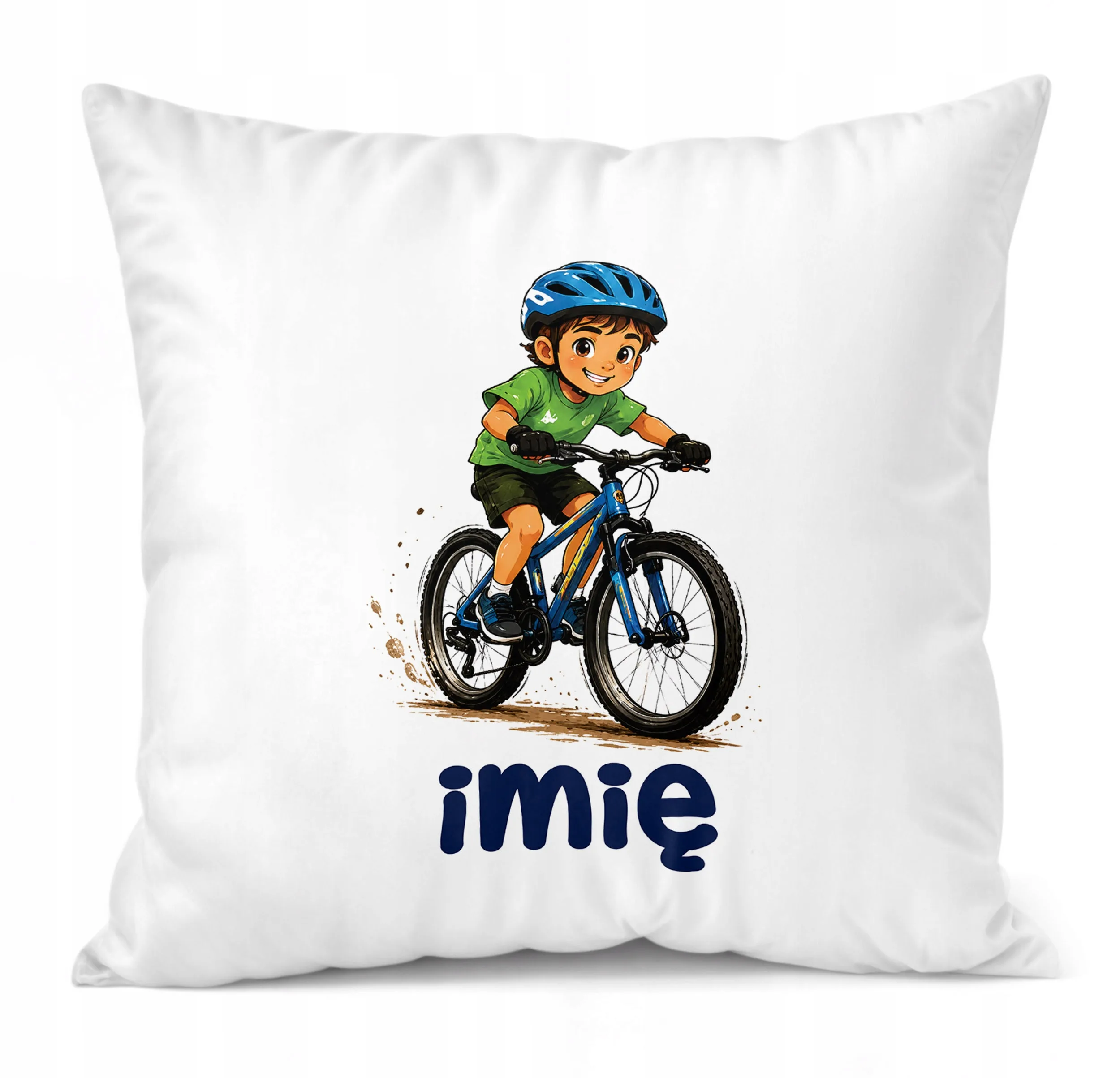 Poduszka Jasiek Personalizowana z nadrukiem 38x38cm Rower Prezent