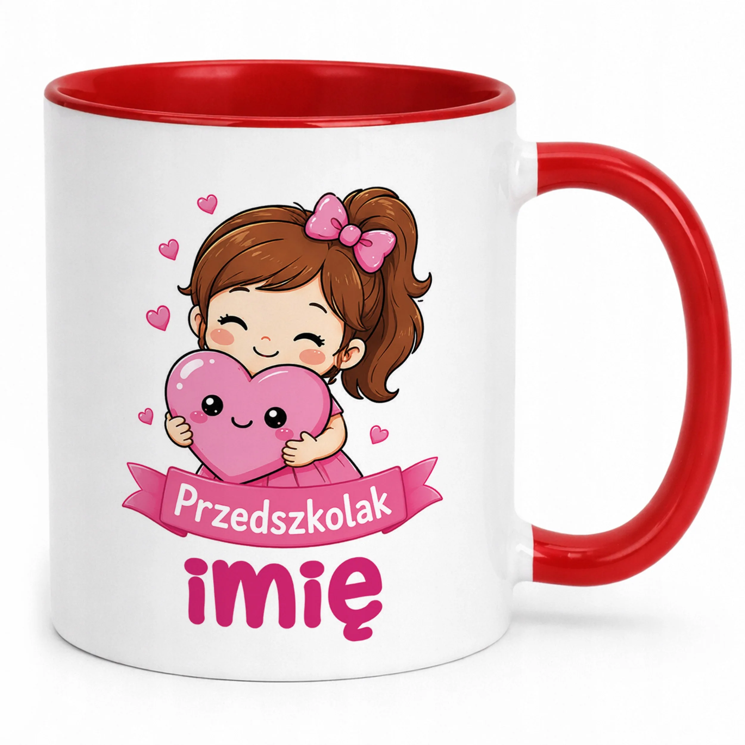Kubek Czerwony z nadrukiem personalizowany Przedszkolak Szkoła Dla Dzieci