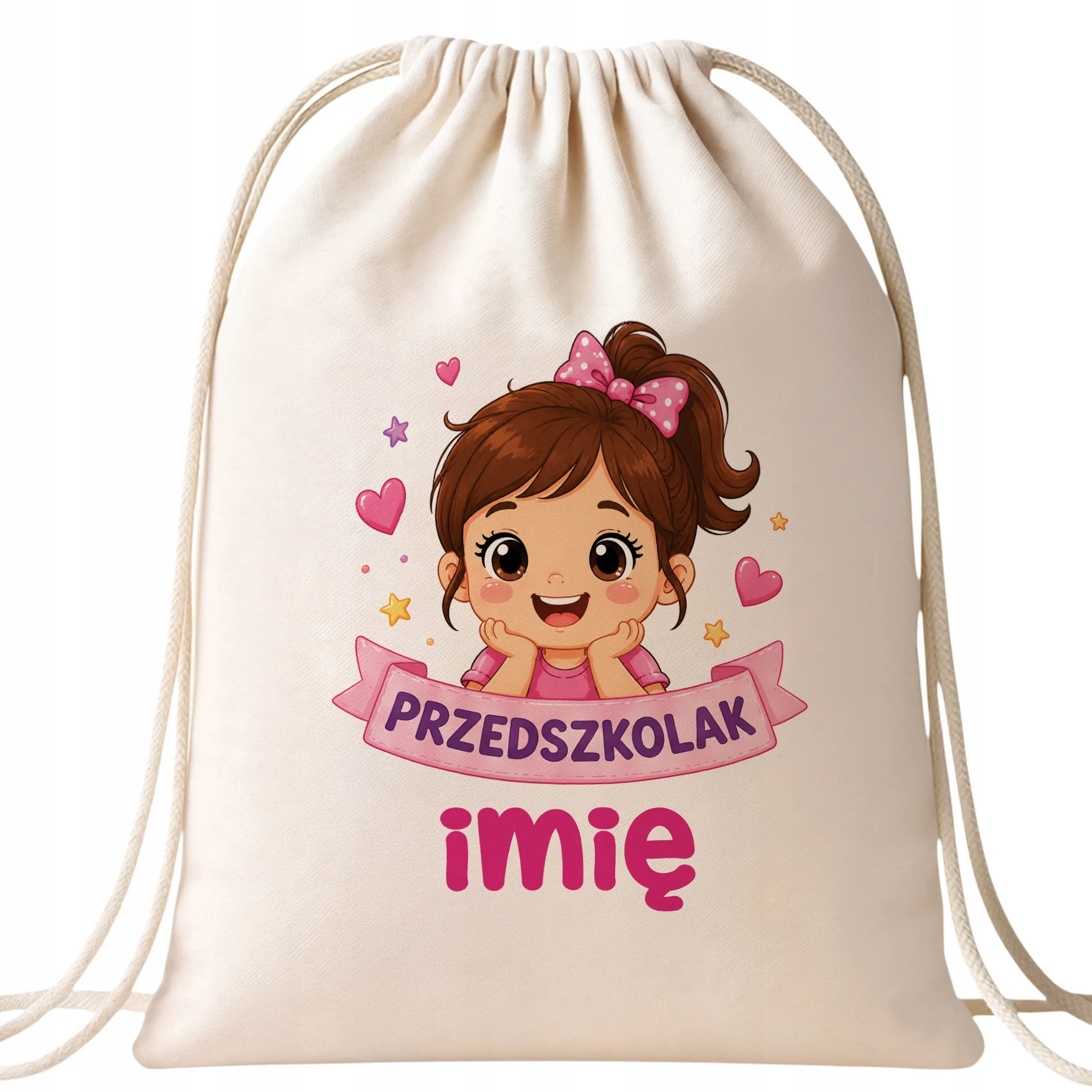 Plecak Worek Personalizowany Przedszkolak z Nadrukiem Bawełniany Szkolny