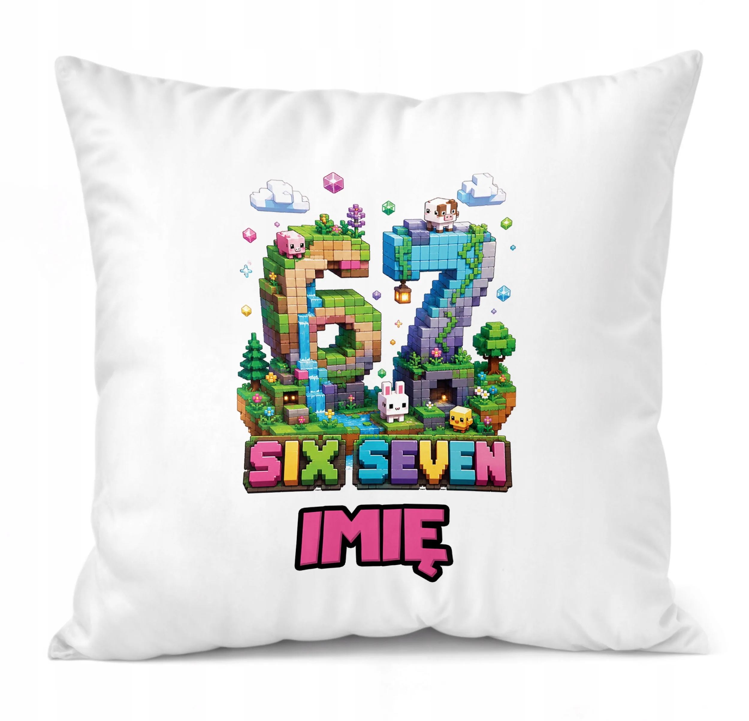 Poduszka Jasiek Personalizowana z nadrukiem 38x38cm 67 SIX SEVEN Prezent