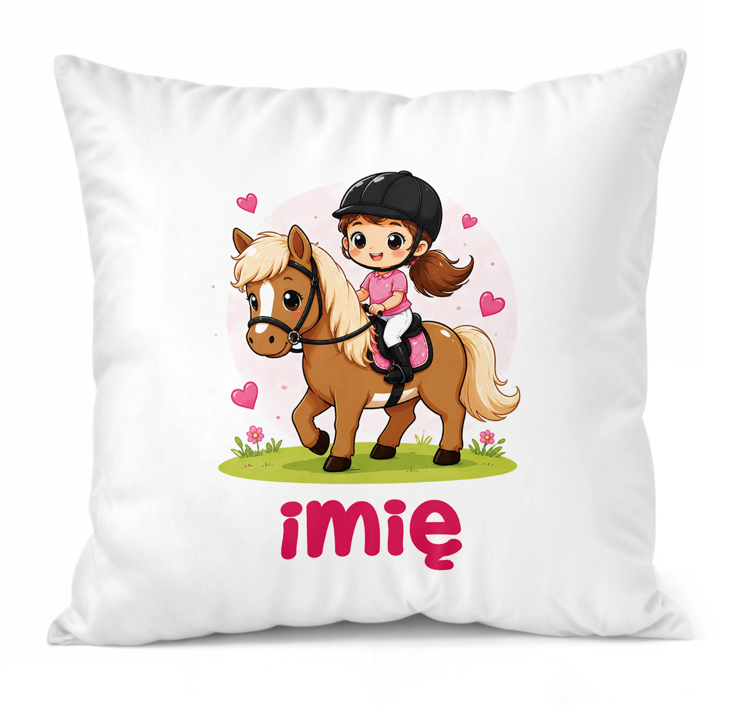 Poduszka Jasiek Personalizowana z nadrukiem 38x38cm Jazda Konna Prezent