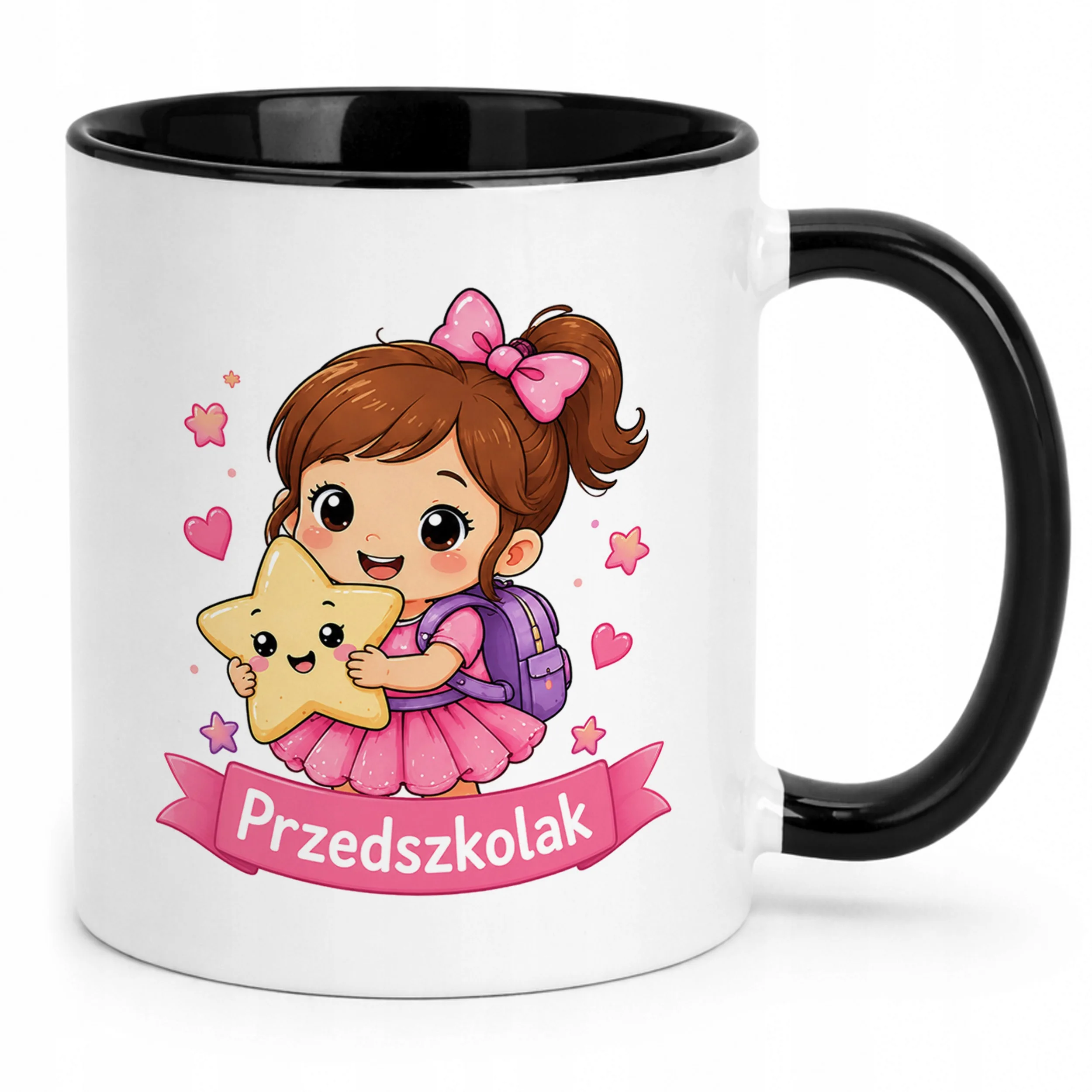Kubek Czarny z nadrukiem Przedszkolak Szkoła Dla Dzieci Prezent