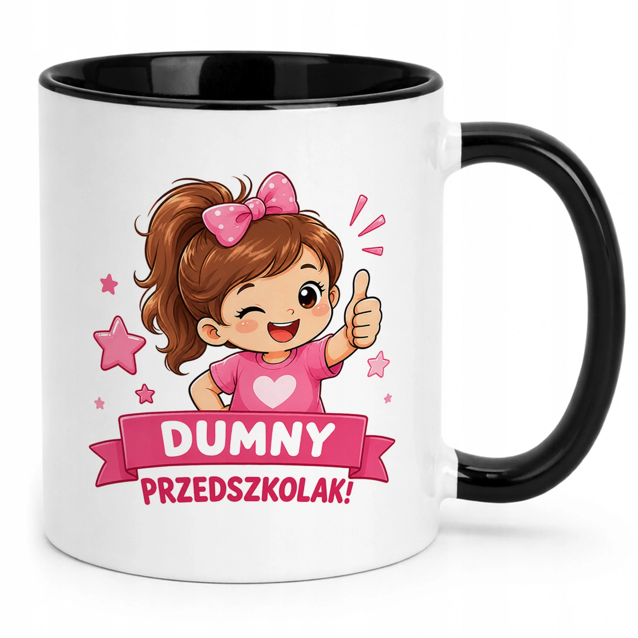 Kubek Czarny z nadrukiem Przedszkolak Szkoła Dla Dzieci Prezent