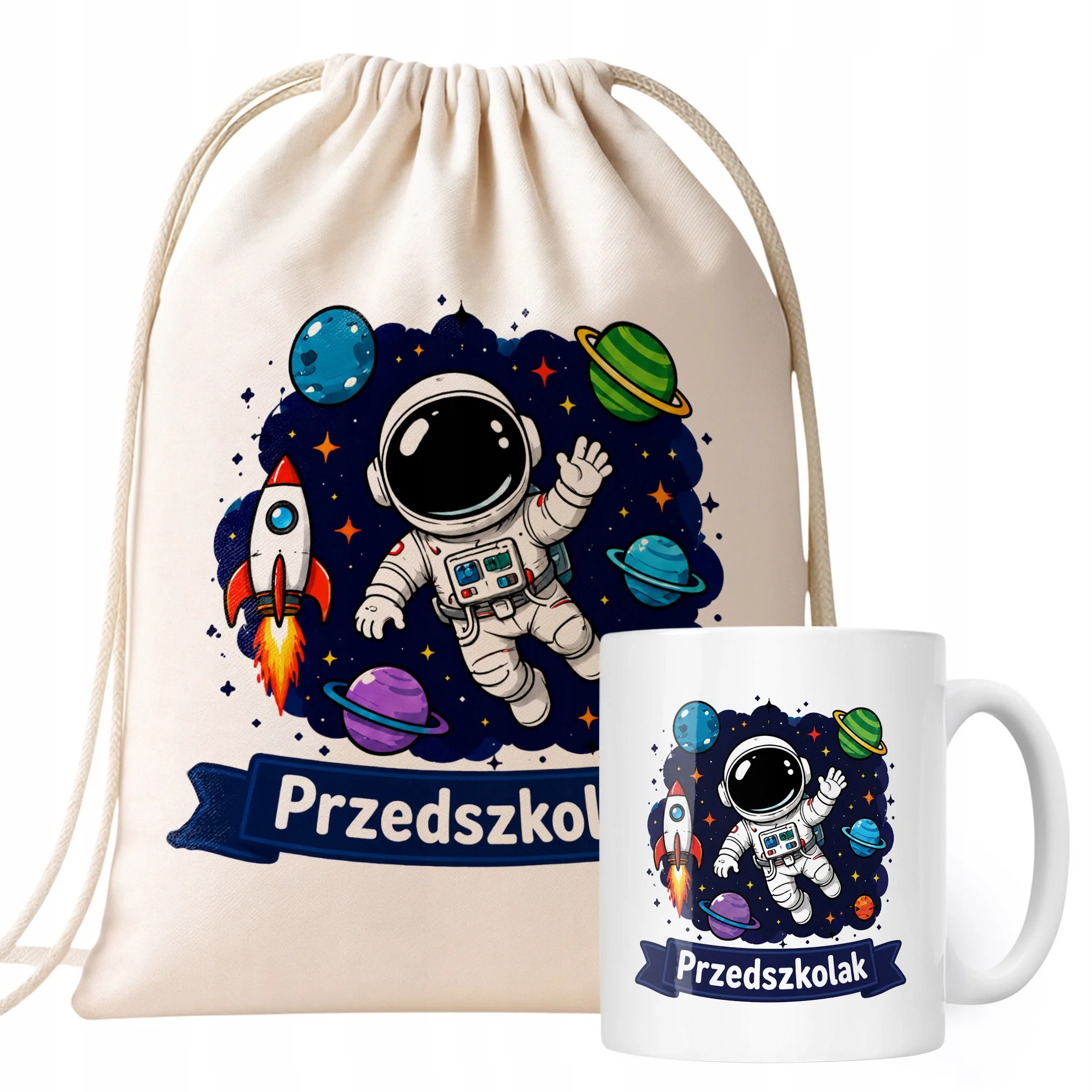 Zestaw Plecak Worek Kubek Z Nadrukiem Przedszkolak Szkoła Dla Dzieci