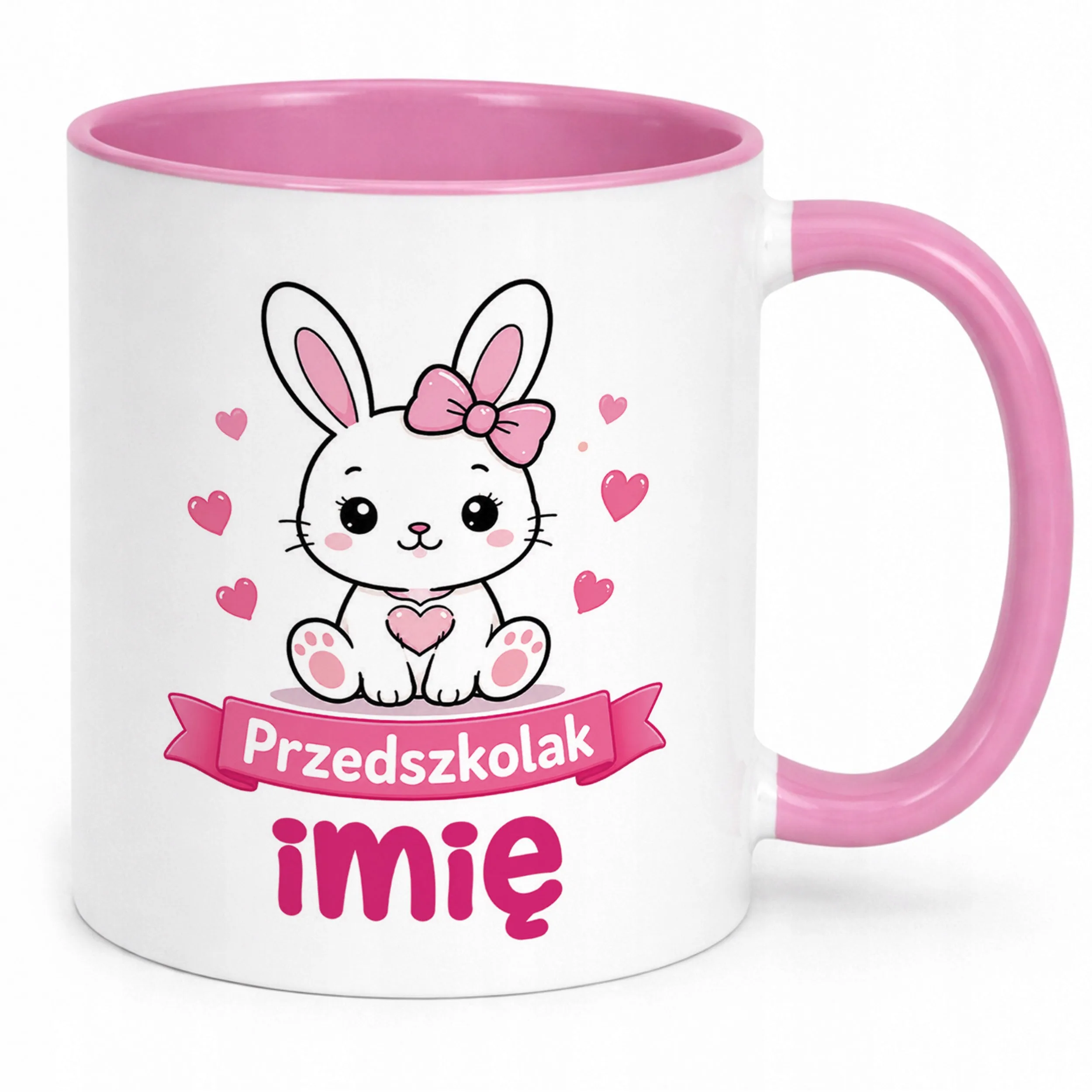 Kubek Różowy z nadrukiem personalizowany Przedszkolak Szkoła Dla Dzieci