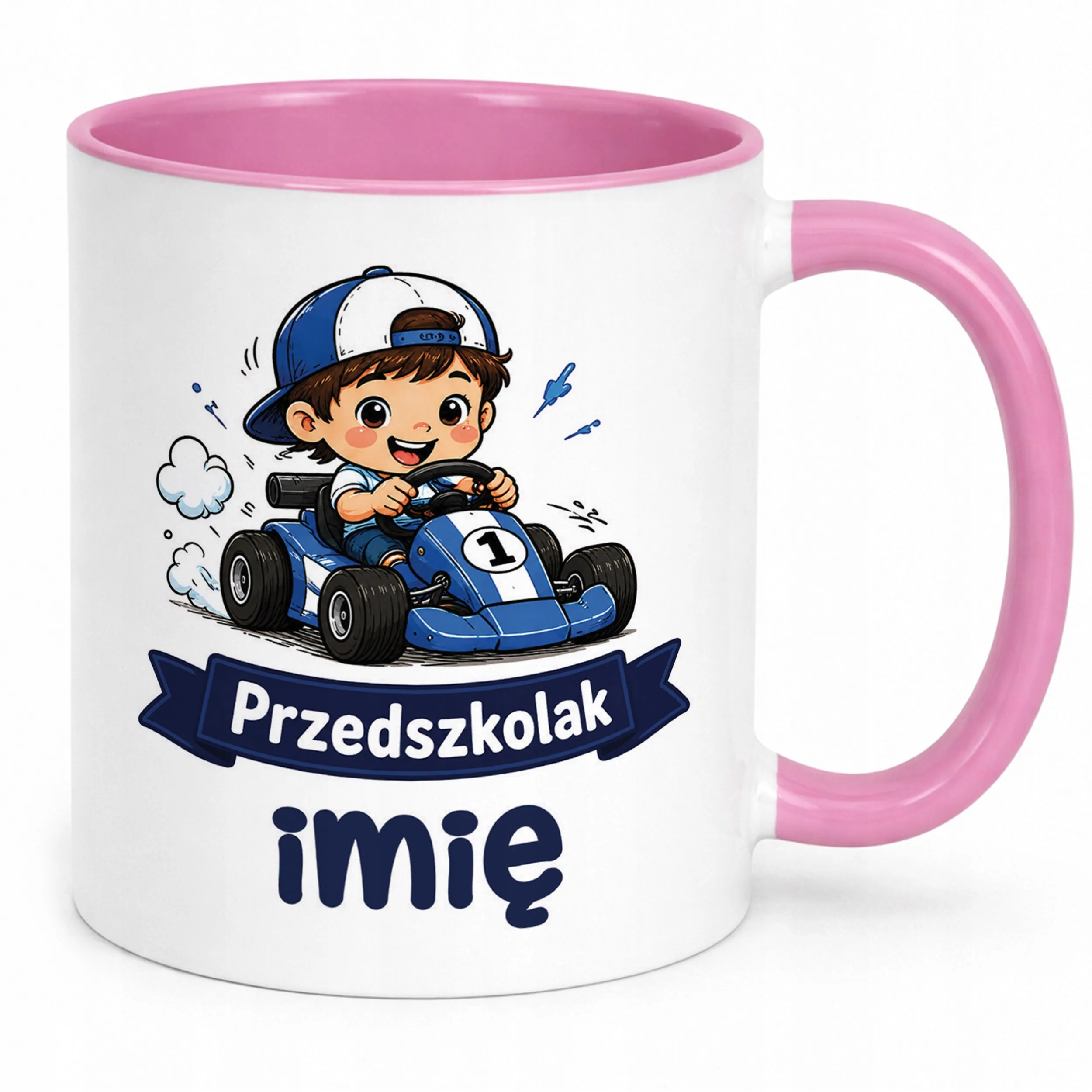 Kubek Różowy z nadrukiem personalizowany Przedszkolak Szkoła Dla Dzieci