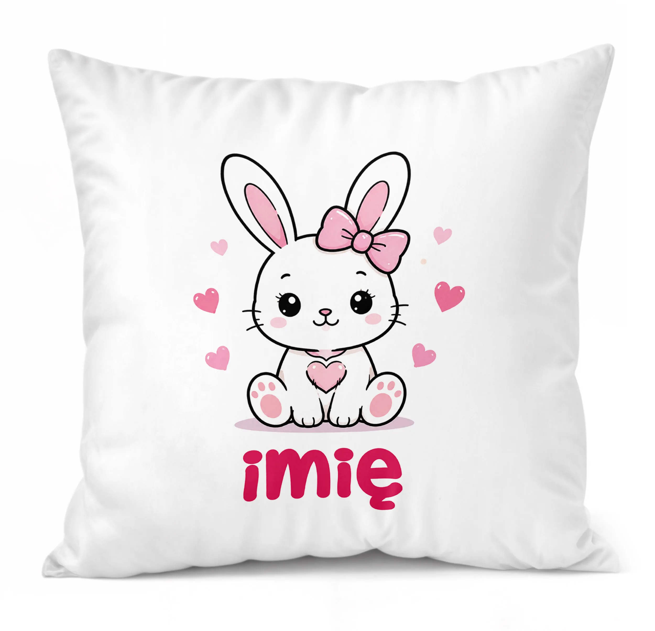 Poduszka Jasiek Personalizowana z nadrukiem 38x38cm Uroczy króliczek
