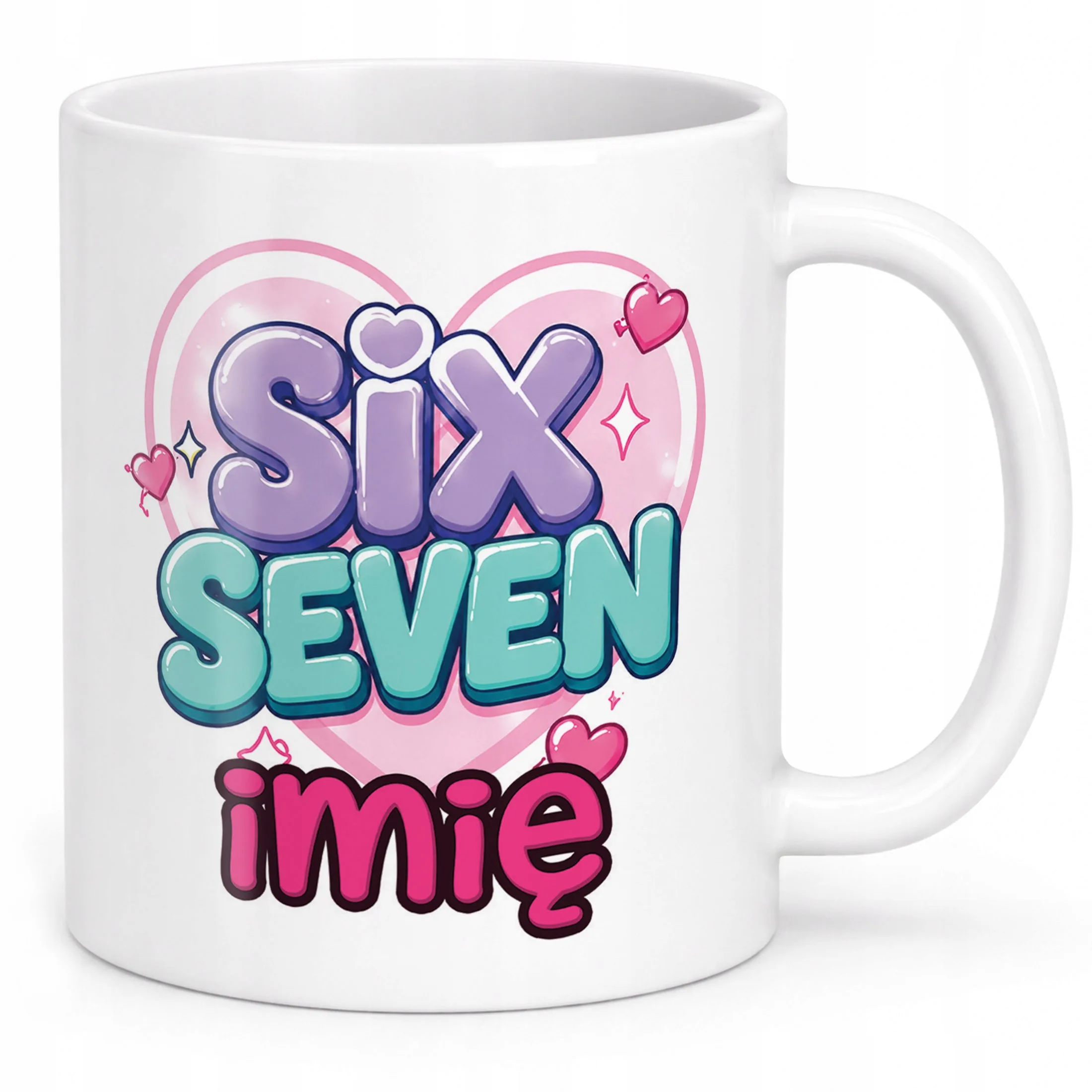 Biały Kubek z nadrukiem personalizowany SIX SEVEN Dla Dzieci Prezent