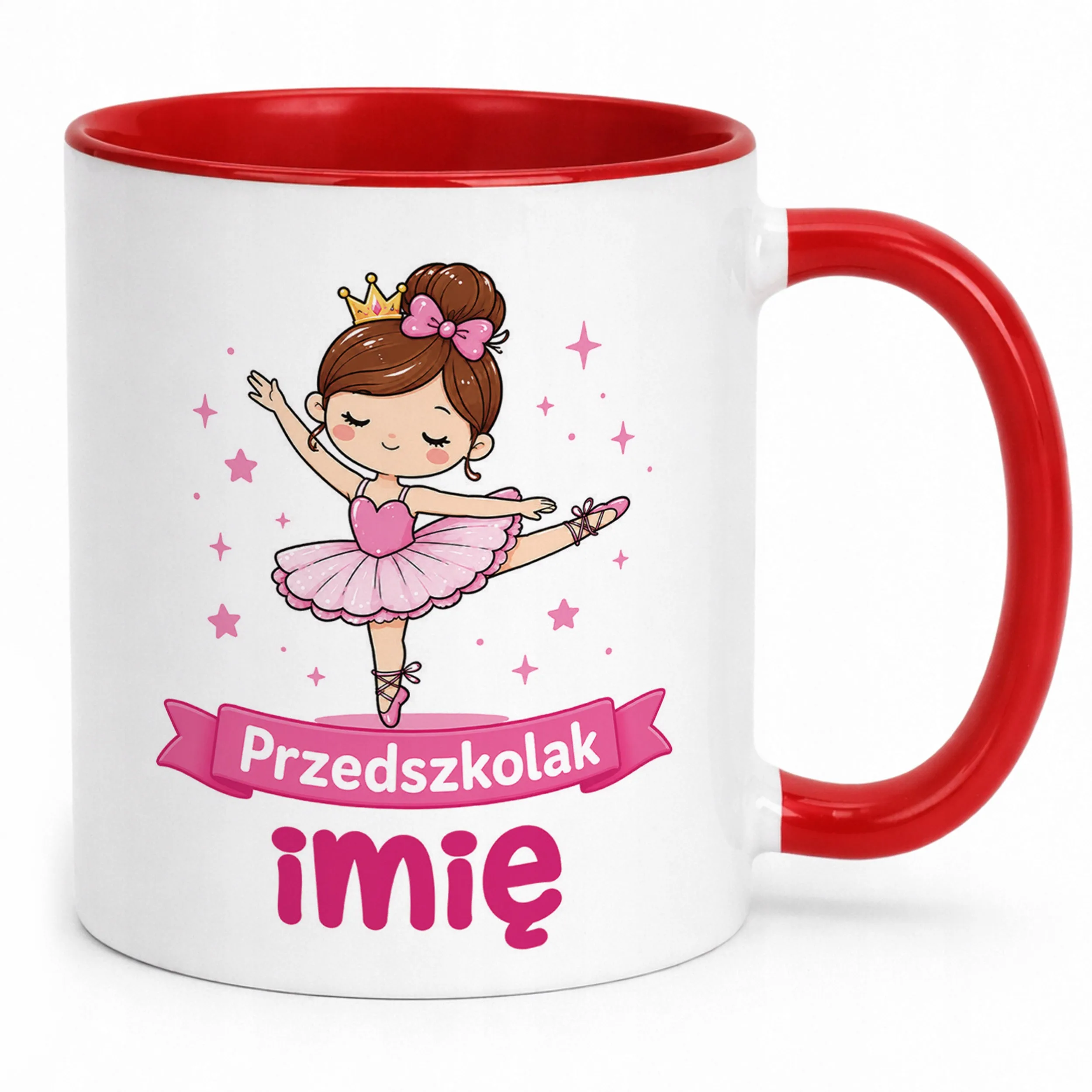 Kubek Czerwony z nadrukiem personalizowany Przedszkolak Szkoła Dla Dzieci