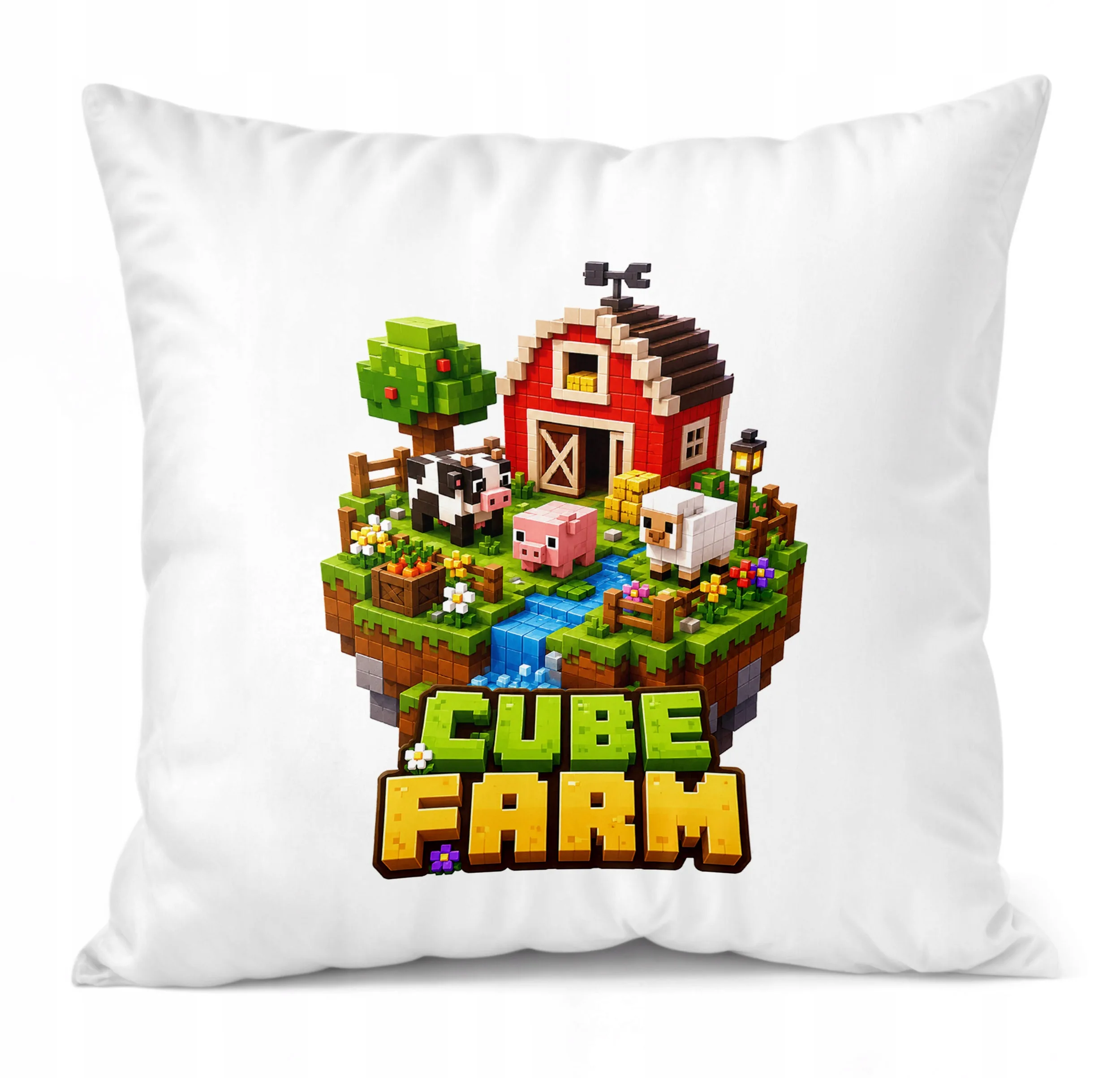 Poduszka Jasiek z nadrukiem 38x38cm CUBE FARM Dla Dzieci Prezent